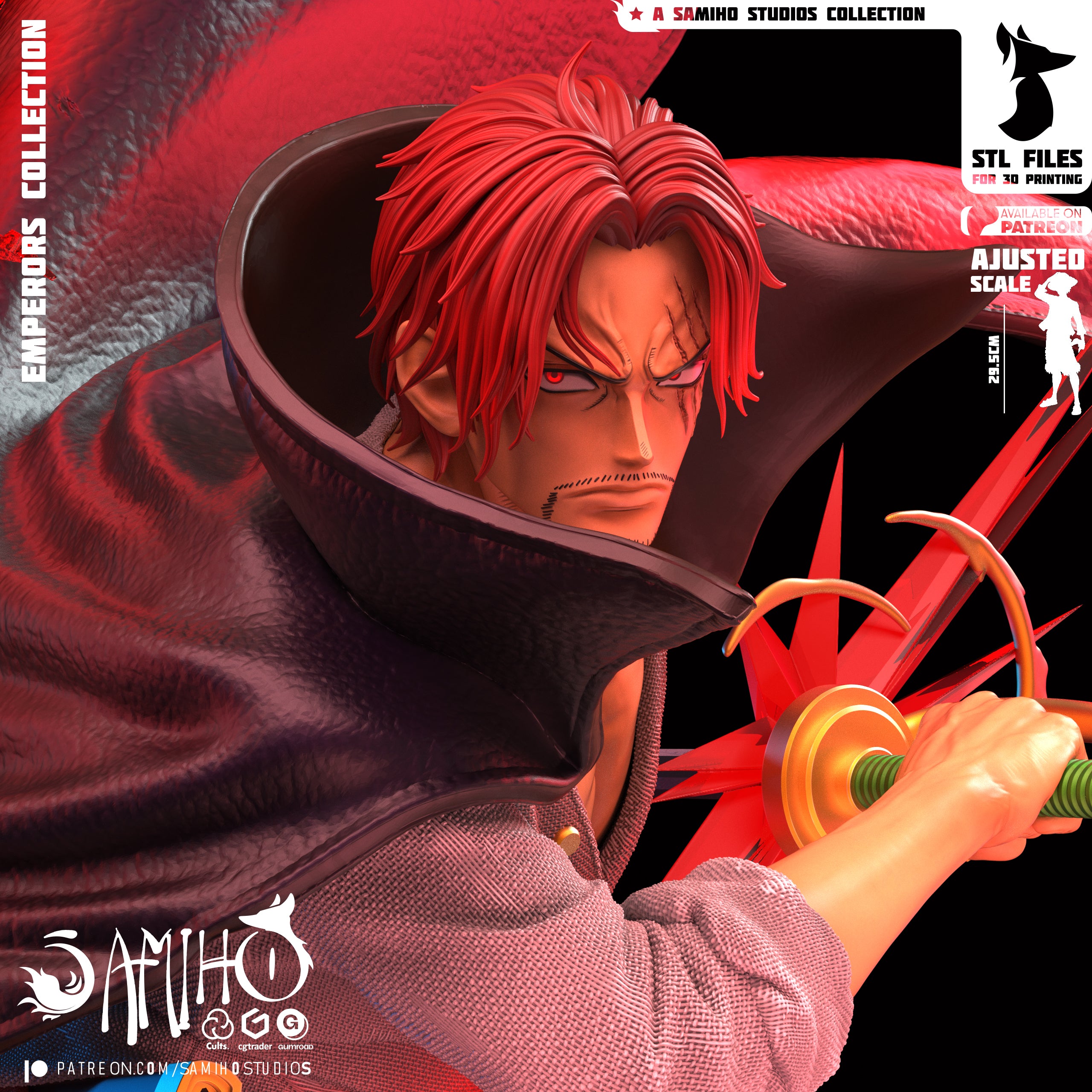 The Red Emperor | Maximum Detailed 12K 3D Printed Figure