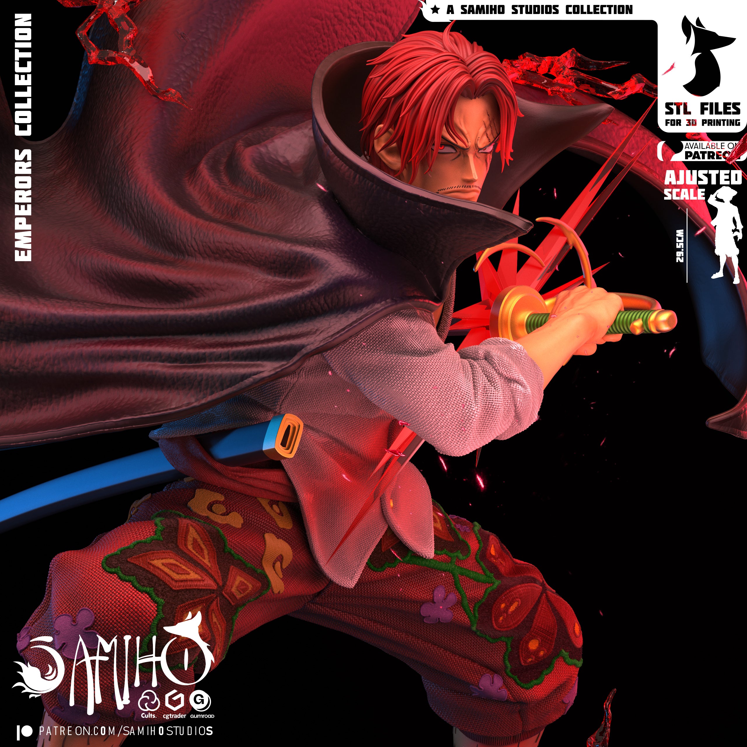 The Red Emperor | Maximum Detailed 12K 3D Printed Figure