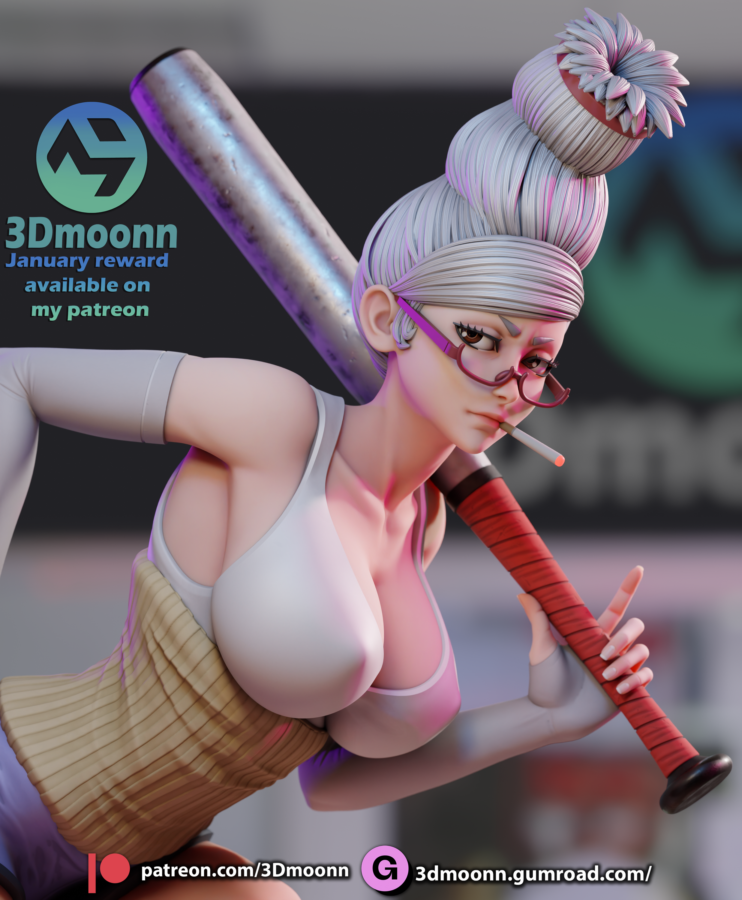 The Rebel Granny | Maximum Detailed 12K 3D printed figure