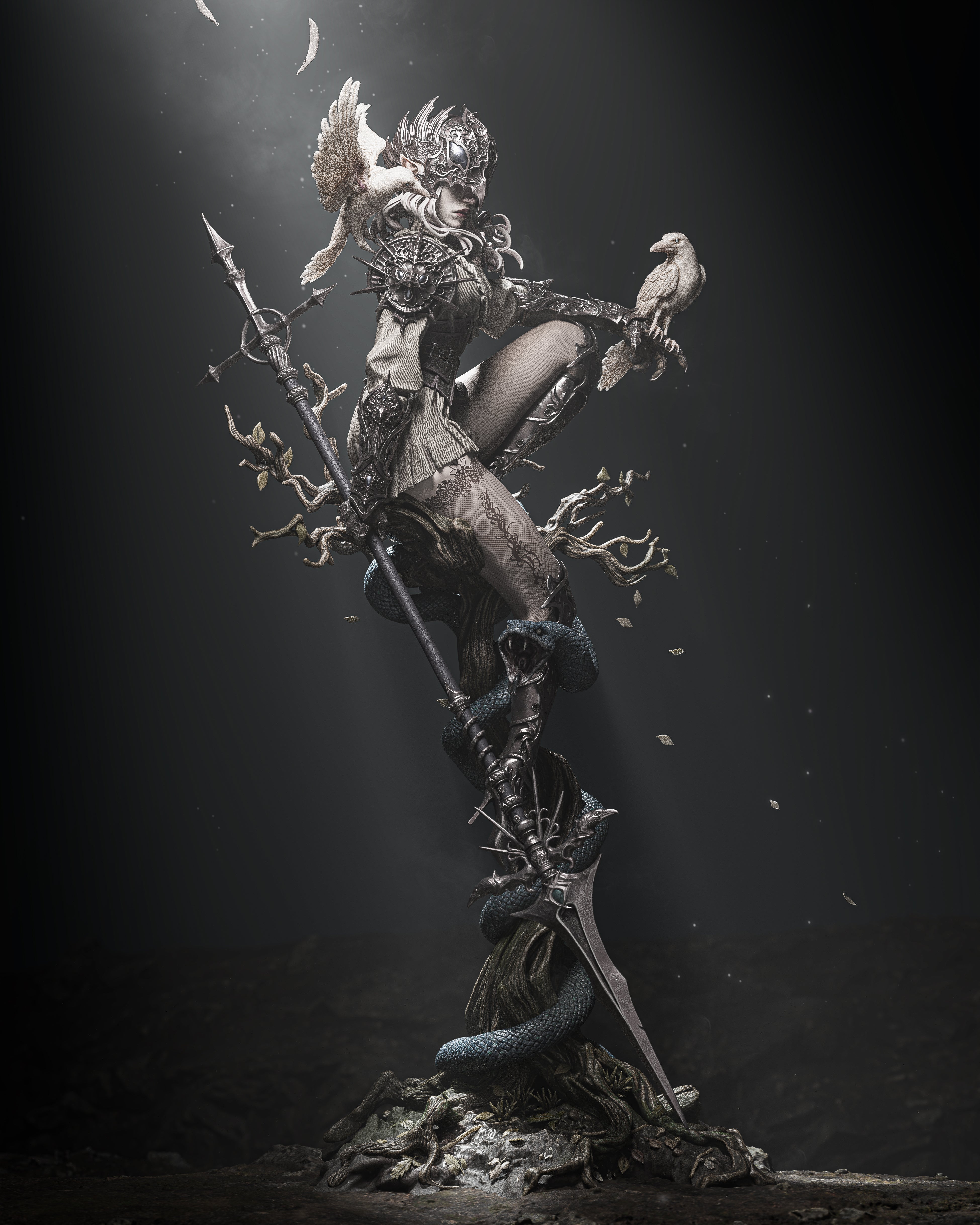 The Crow Queen | Maximum Detailed 12K 3D printed figure