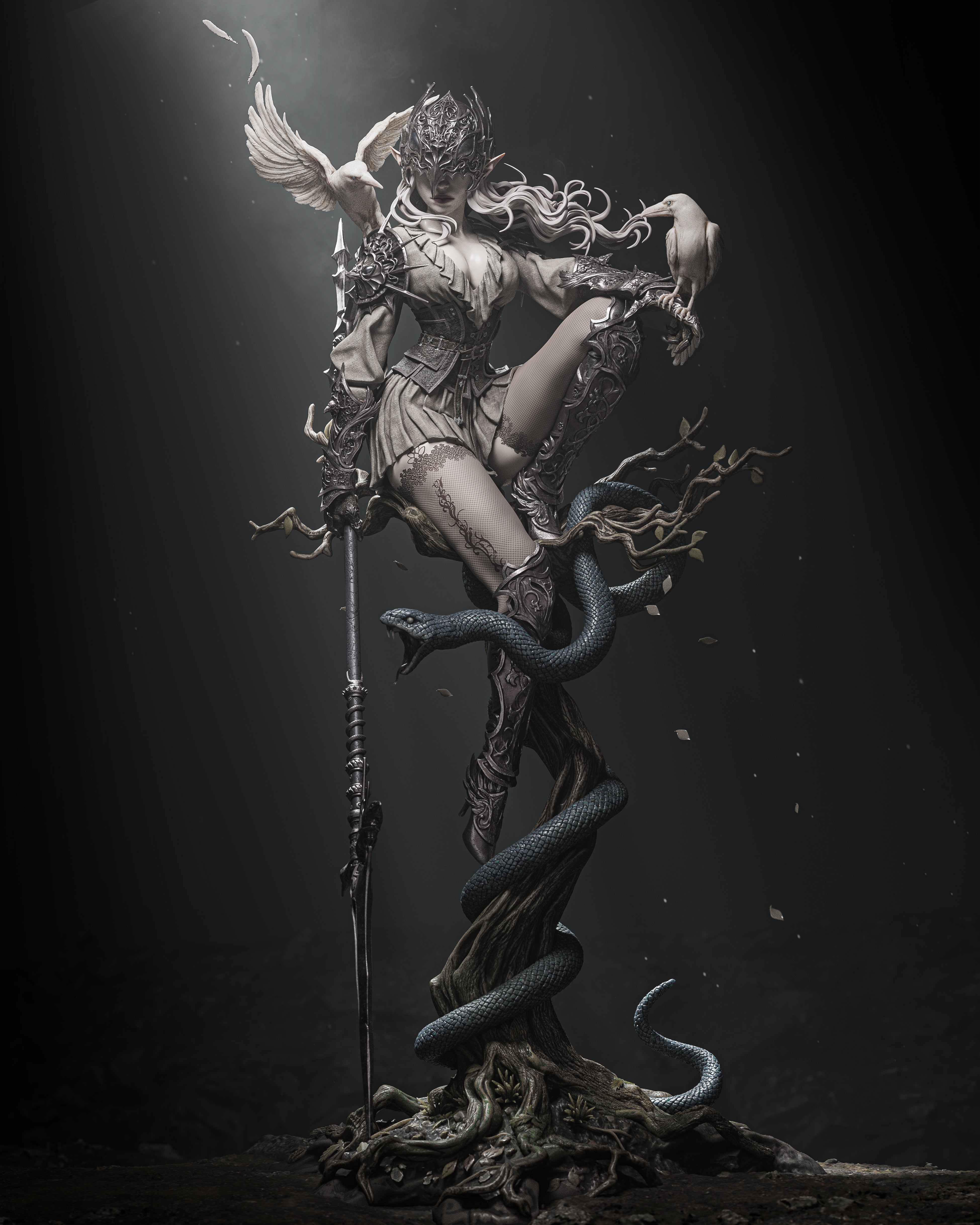 The Crow Queen | Maximum Detailed 12K 3D printed figure