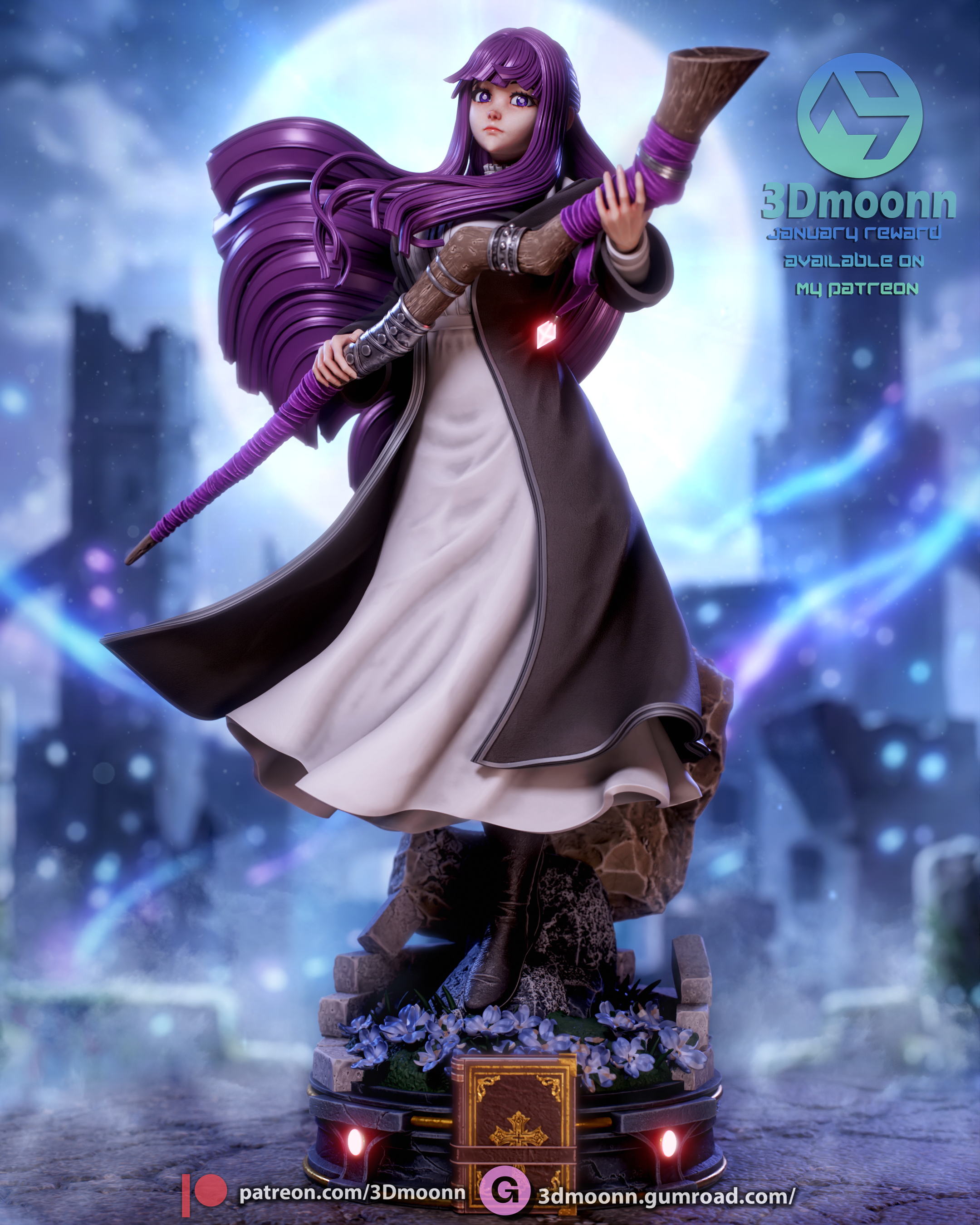 The Moonlit Mage | Maximum Detailed 12K 3D printed figure