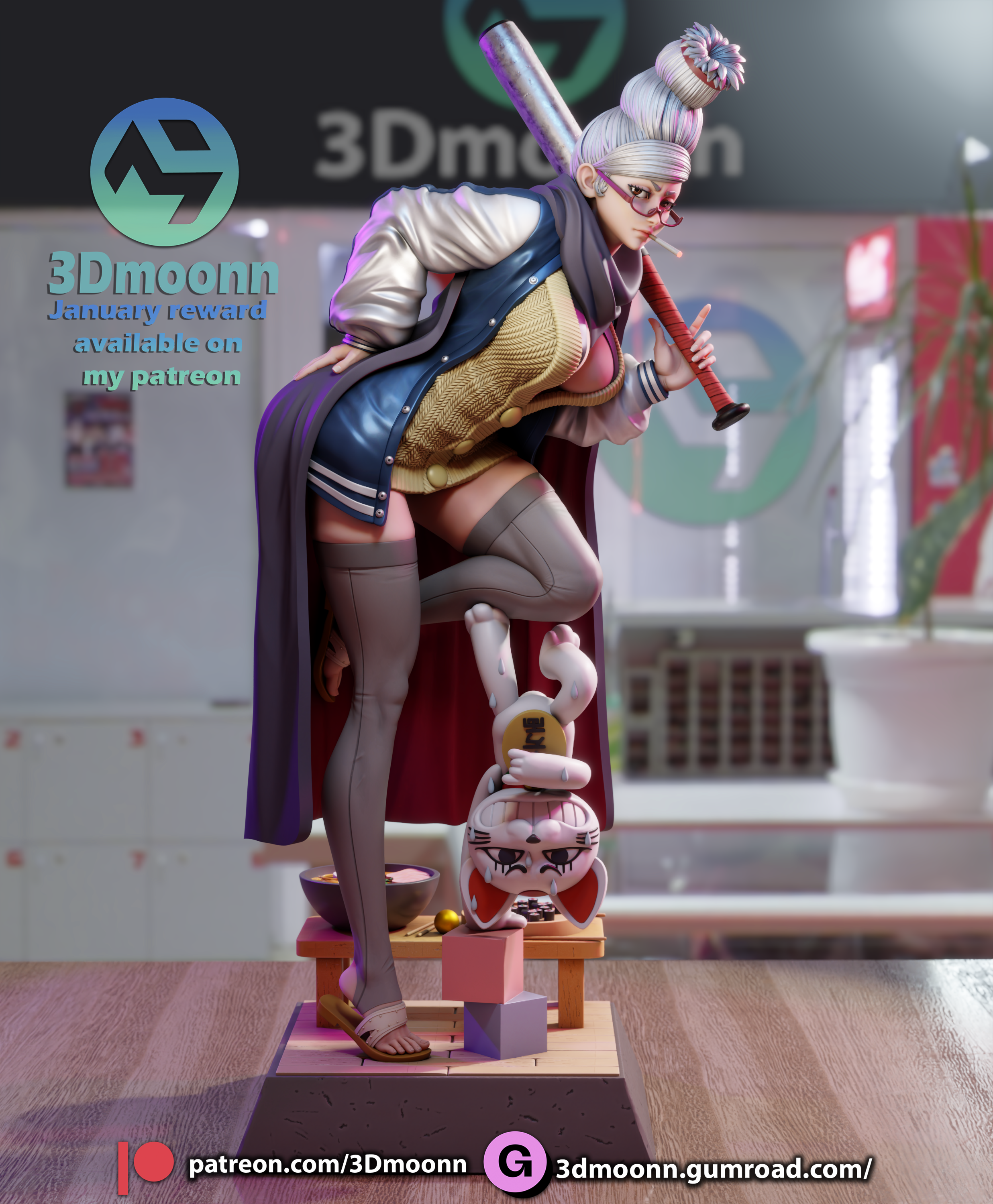 The Rebel Granny | Maximum Detailed 12K 3D printed figure