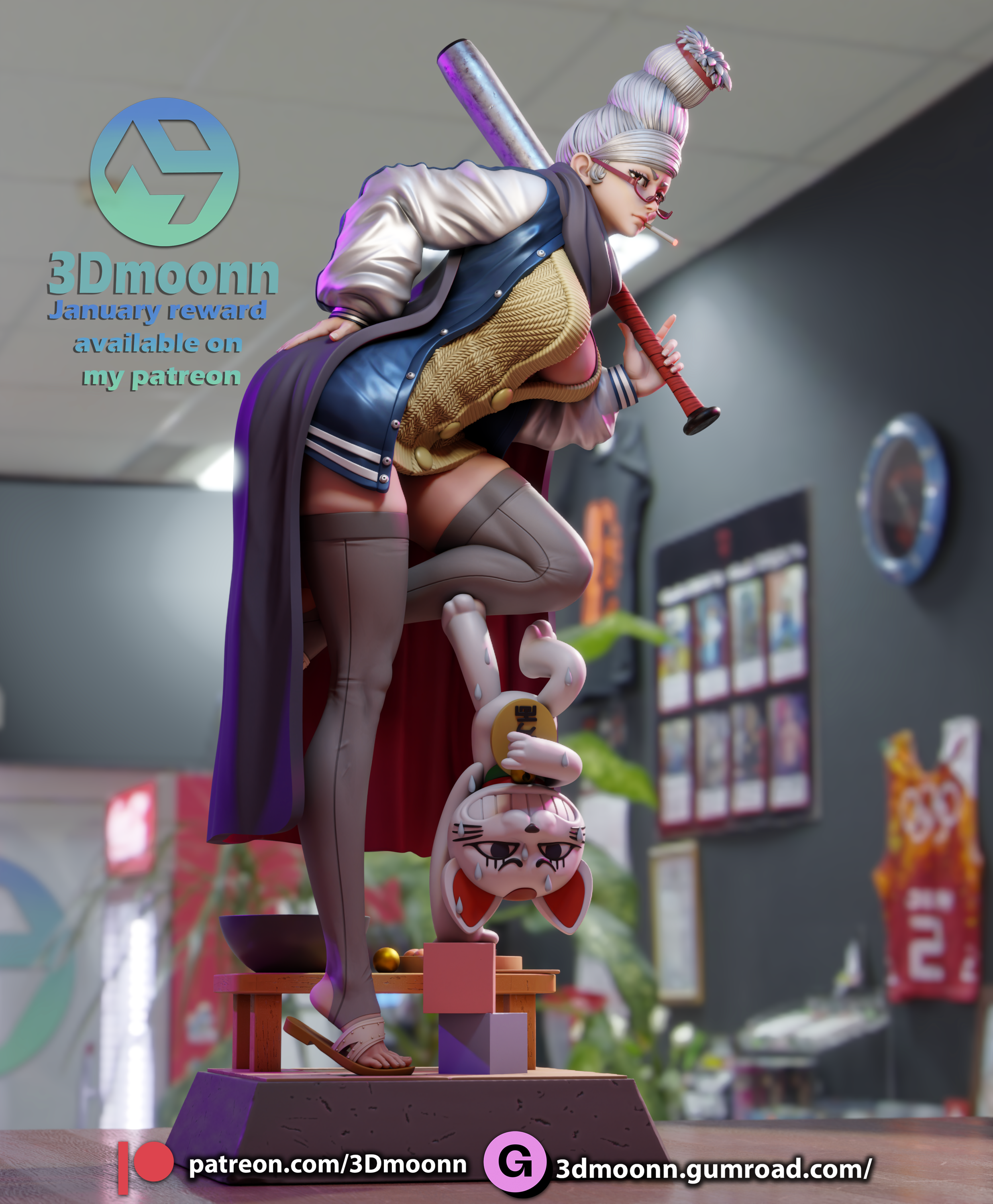 The Rebel Granny | Maximum Detailed 12K 3D printed figure