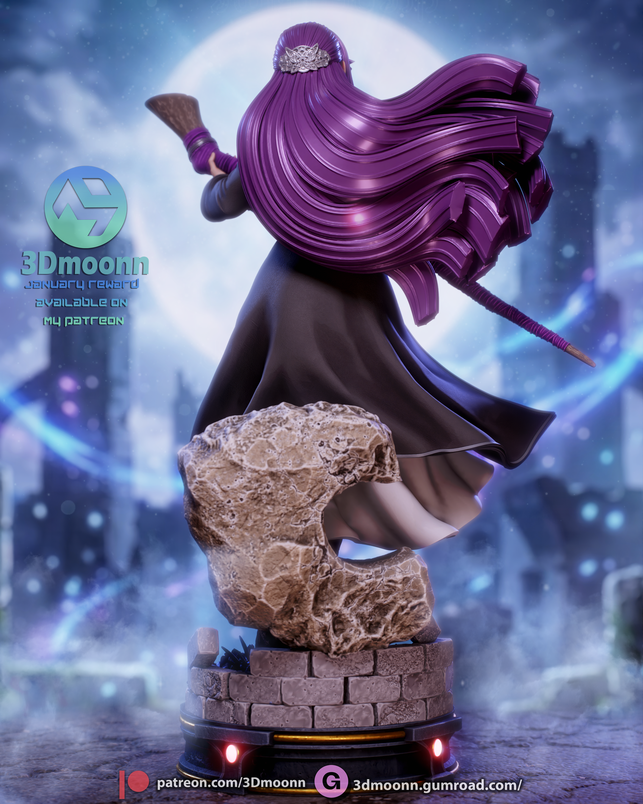 The Moonlit Mage | Maximum Detailed 12K 3D printed figure