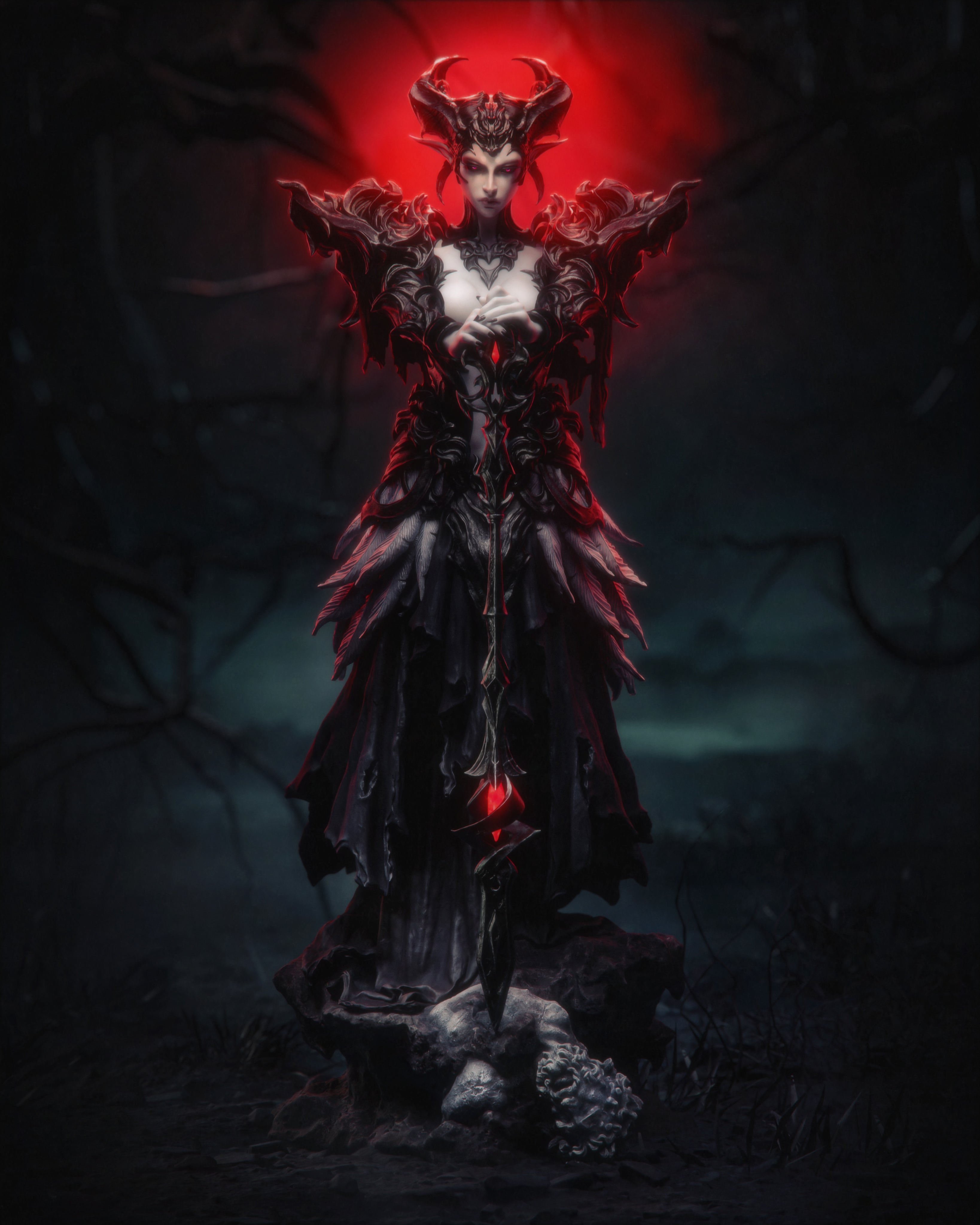 The Ashen Queen | Maximum Detailed 12K 3D printed figure