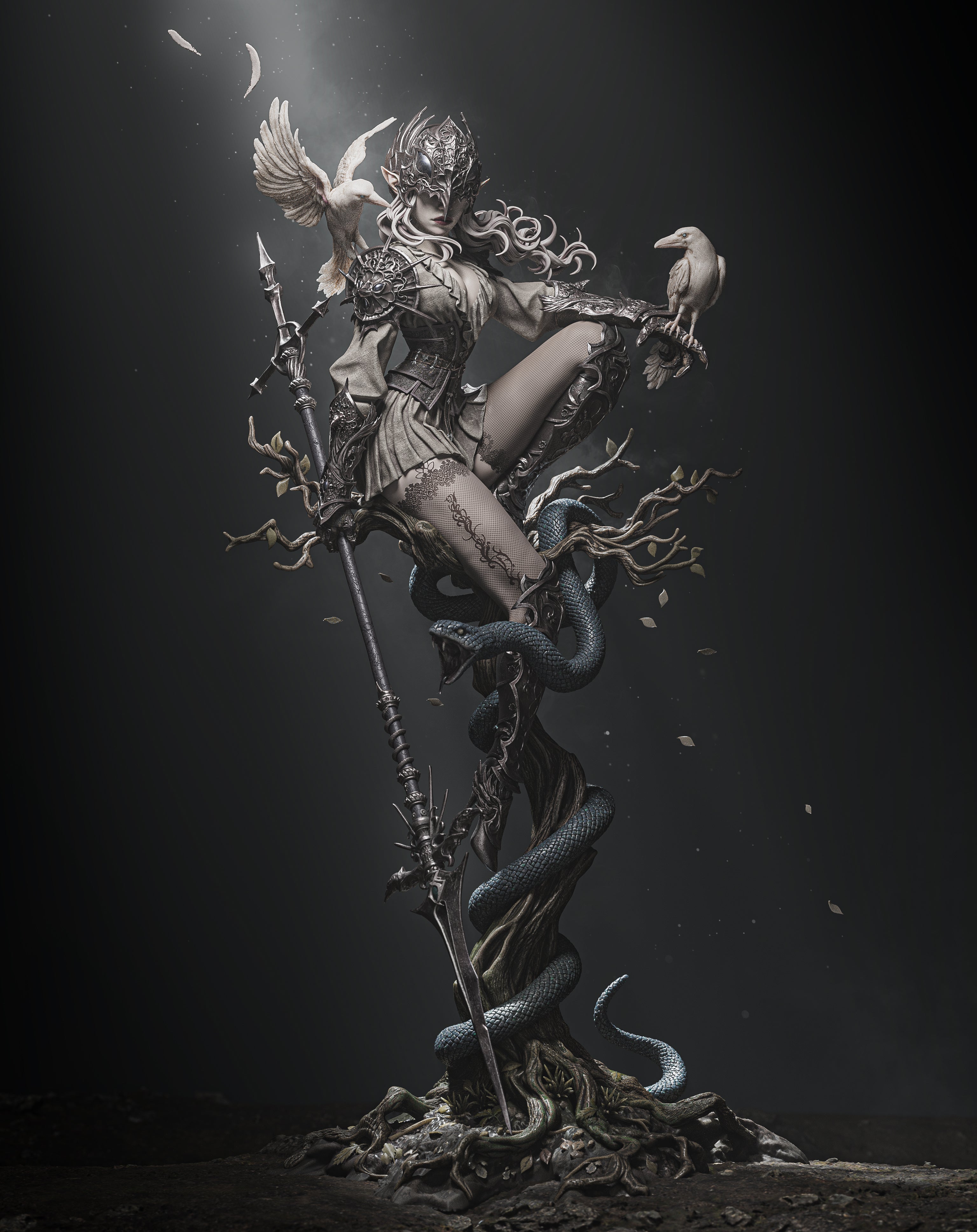 The Crow Queen | Maximum Detailed 12K 3D printed figure