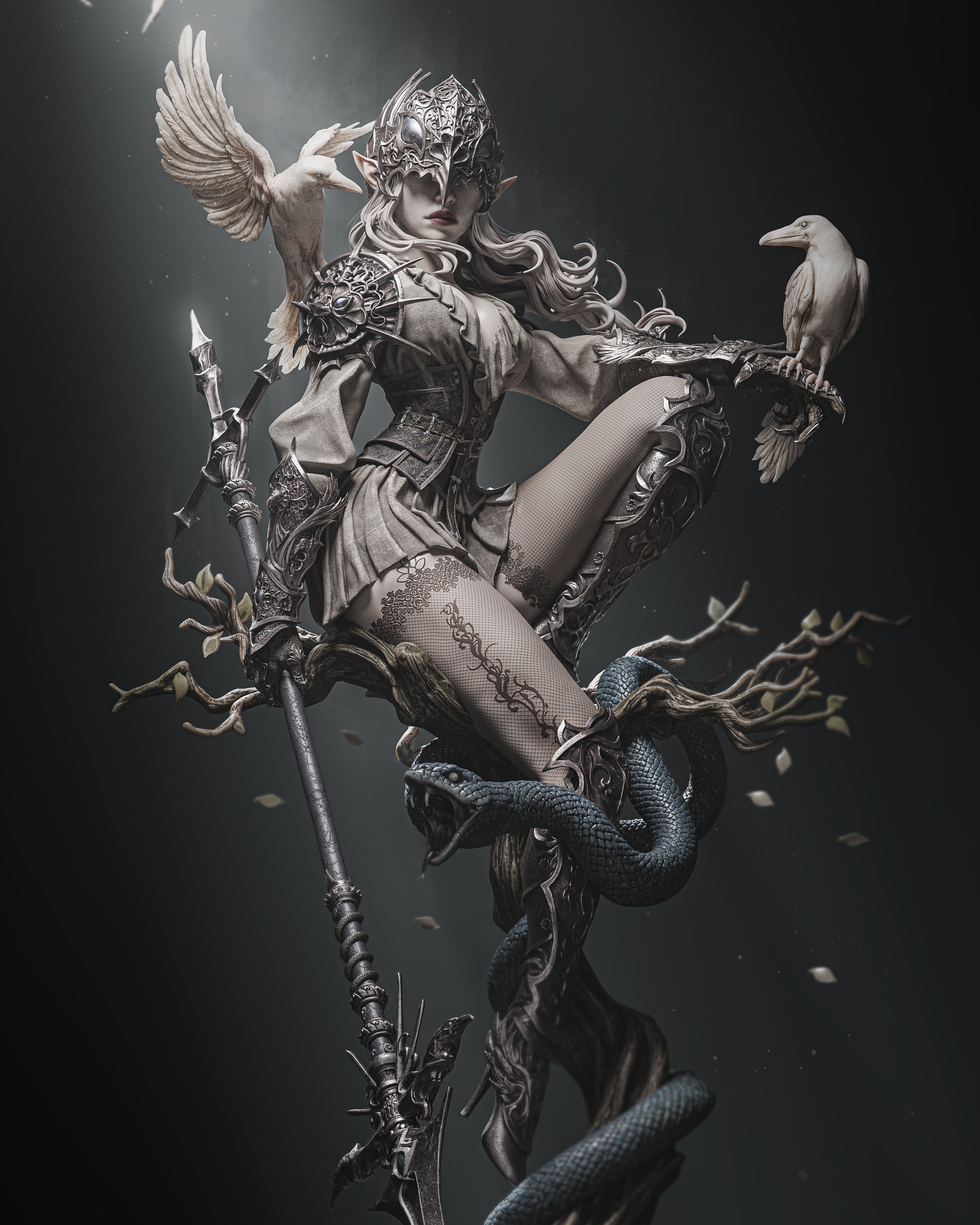 The Crow Queen | Maximum Detailed 12K 3D printed figure