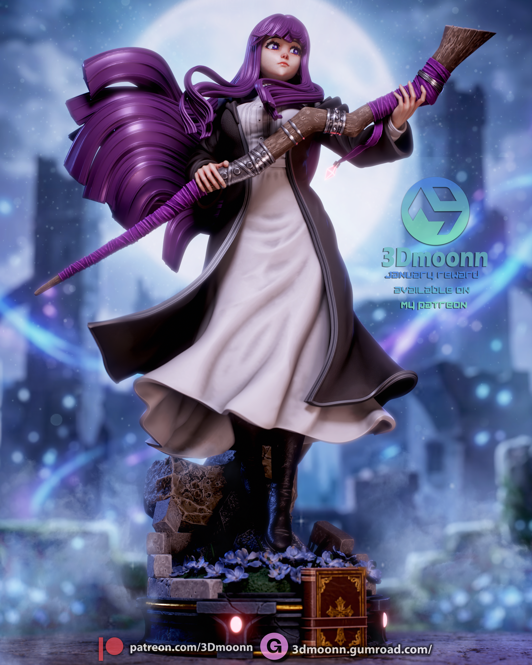 The Moonlit Mage | Maximum Detailed 12K 3D printed figure