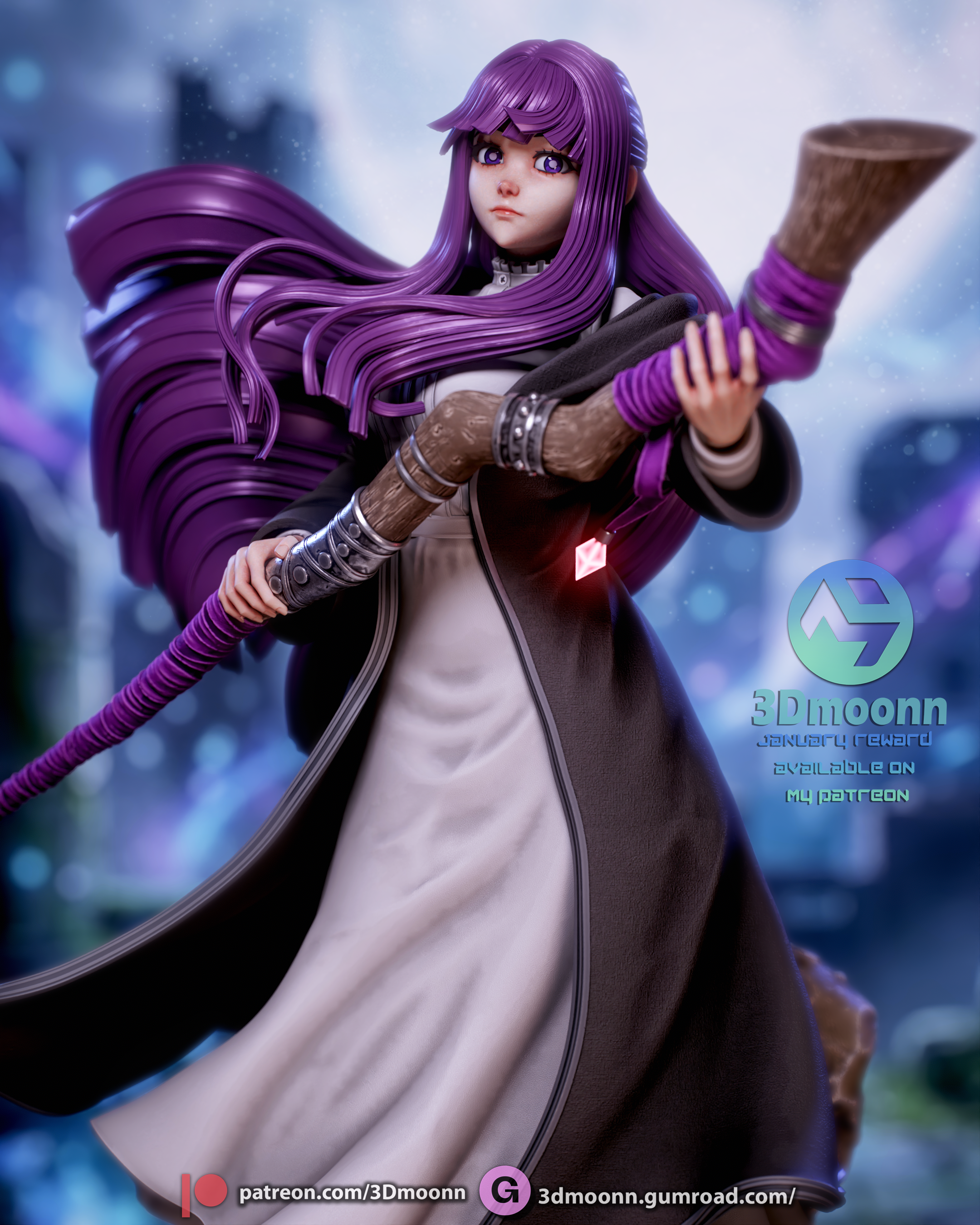 The Moonlit Mage | Maximum Detailed 12K 3D printed figure