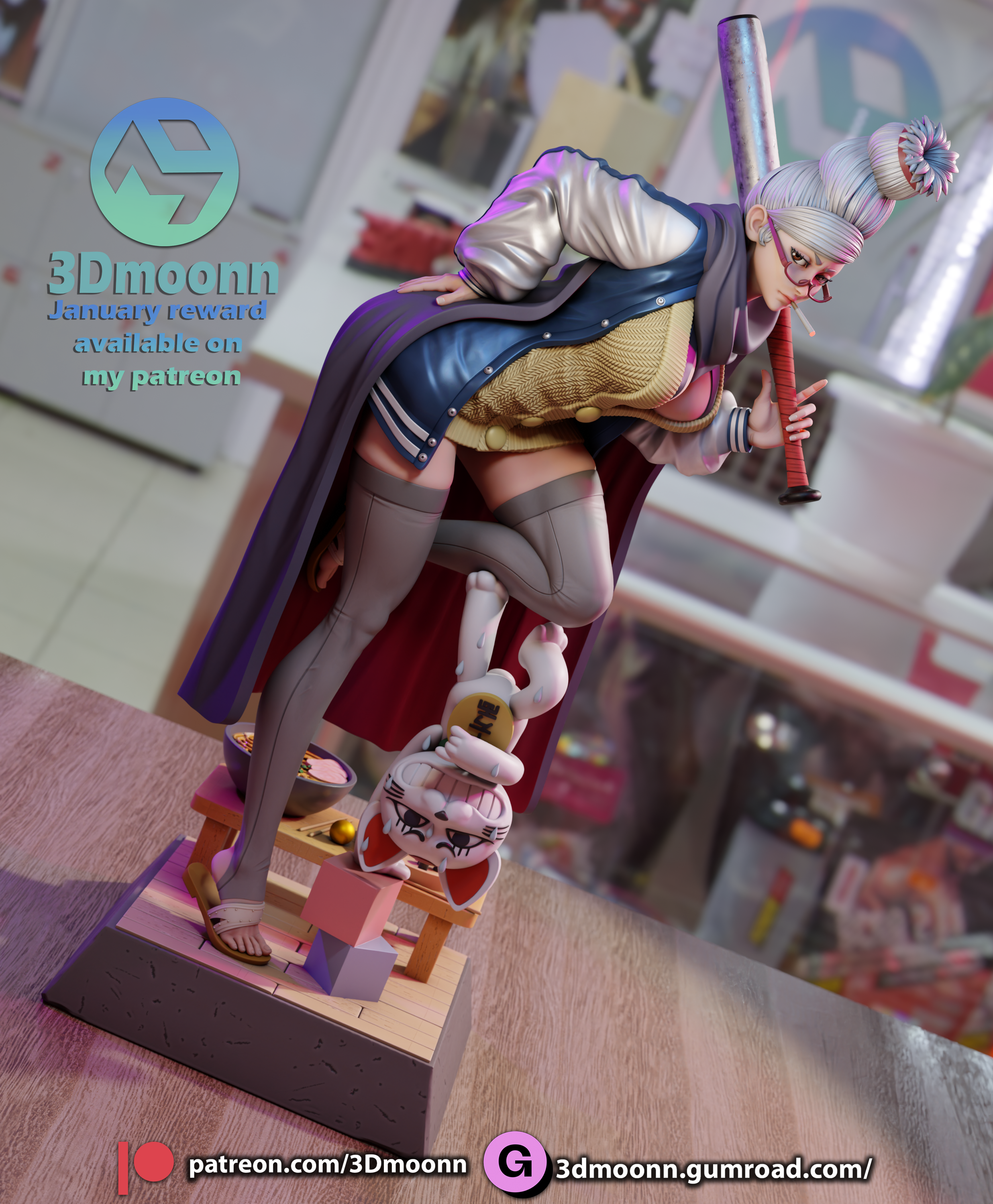 The Rebel Granny | Maximum Detailed 12K 3D printed figure