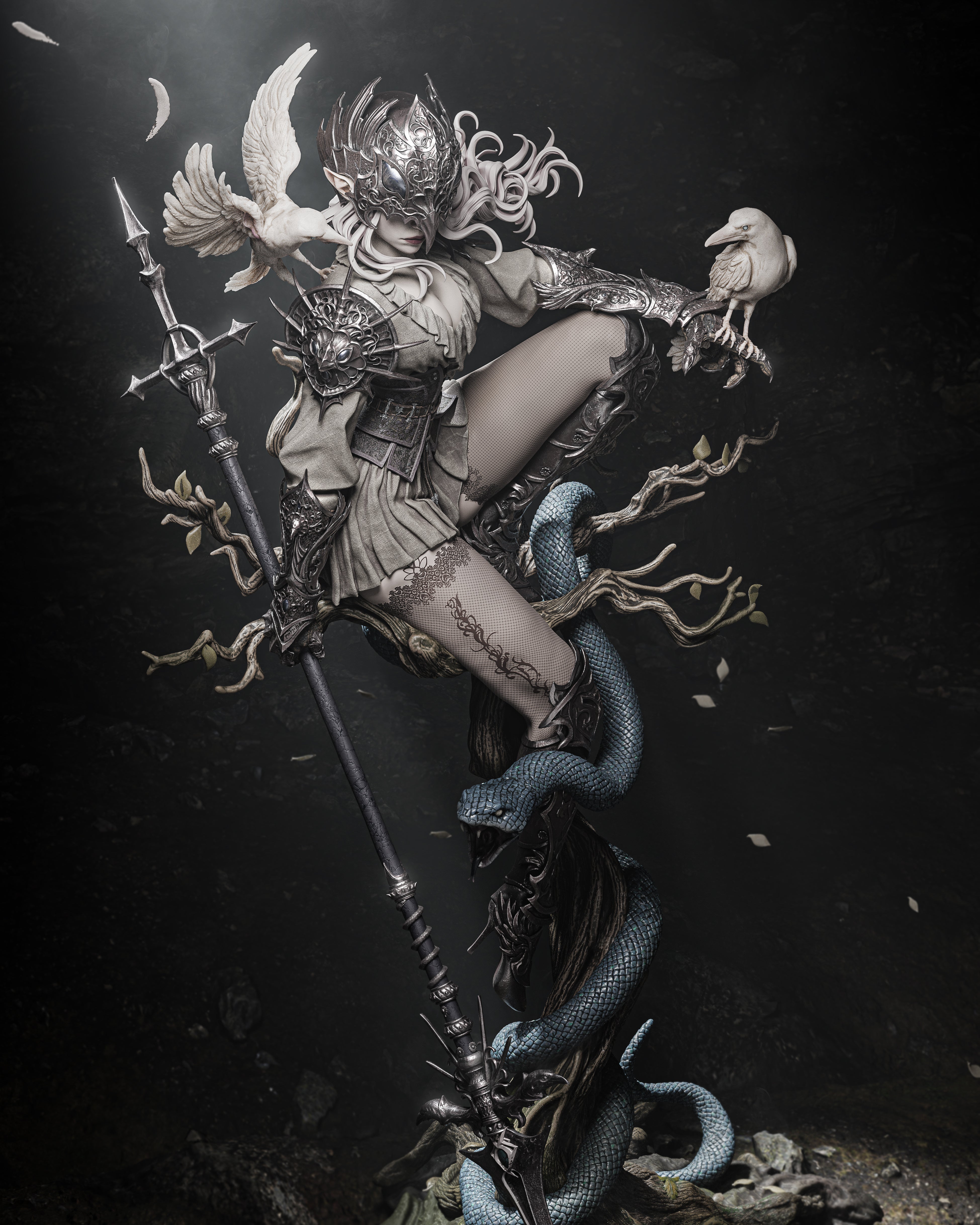 The Crow Queen | Maximum Detailed 12K 3D printed figure