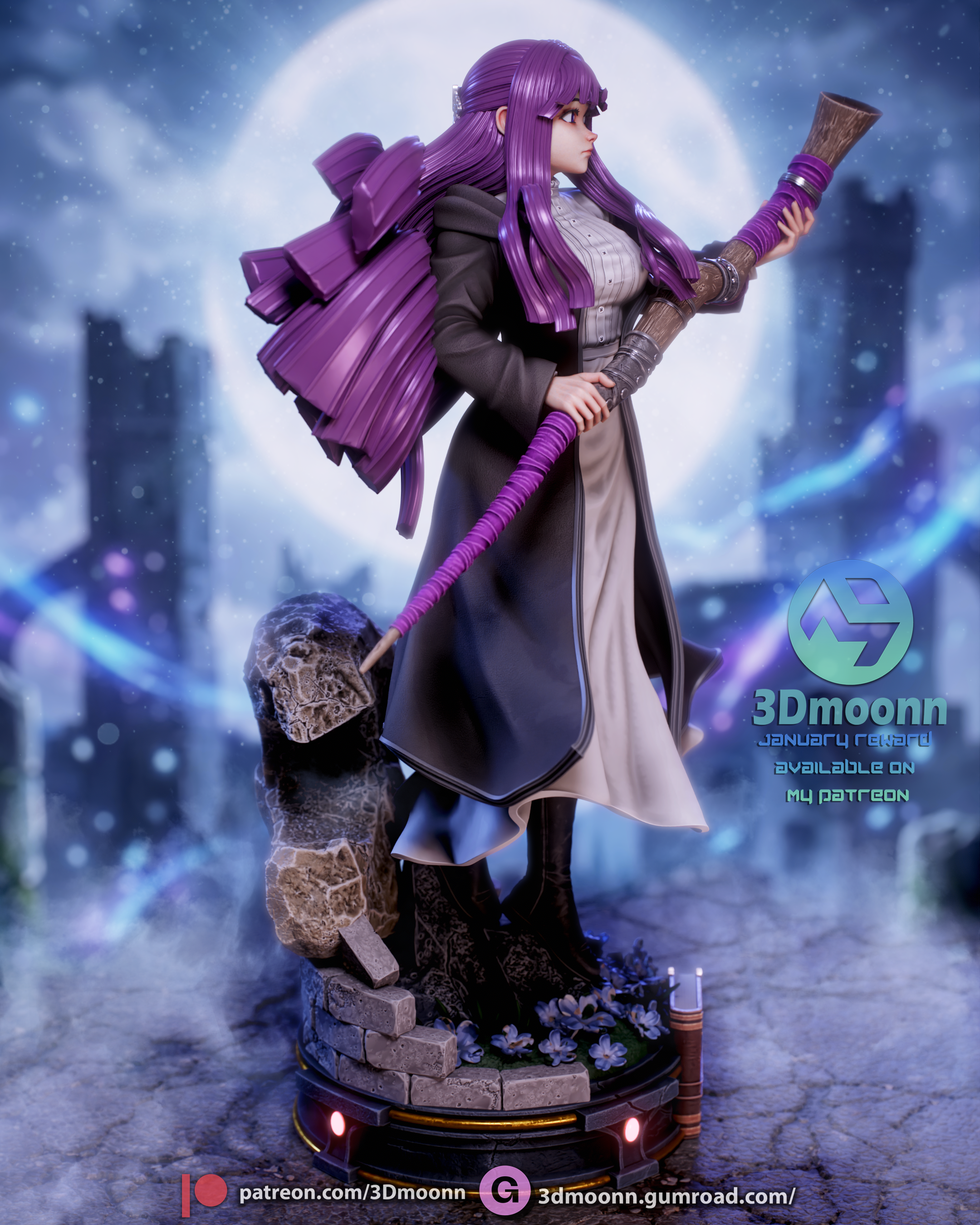 The Moonlit Mage | Maximum Detailed 12K 3D printed figure