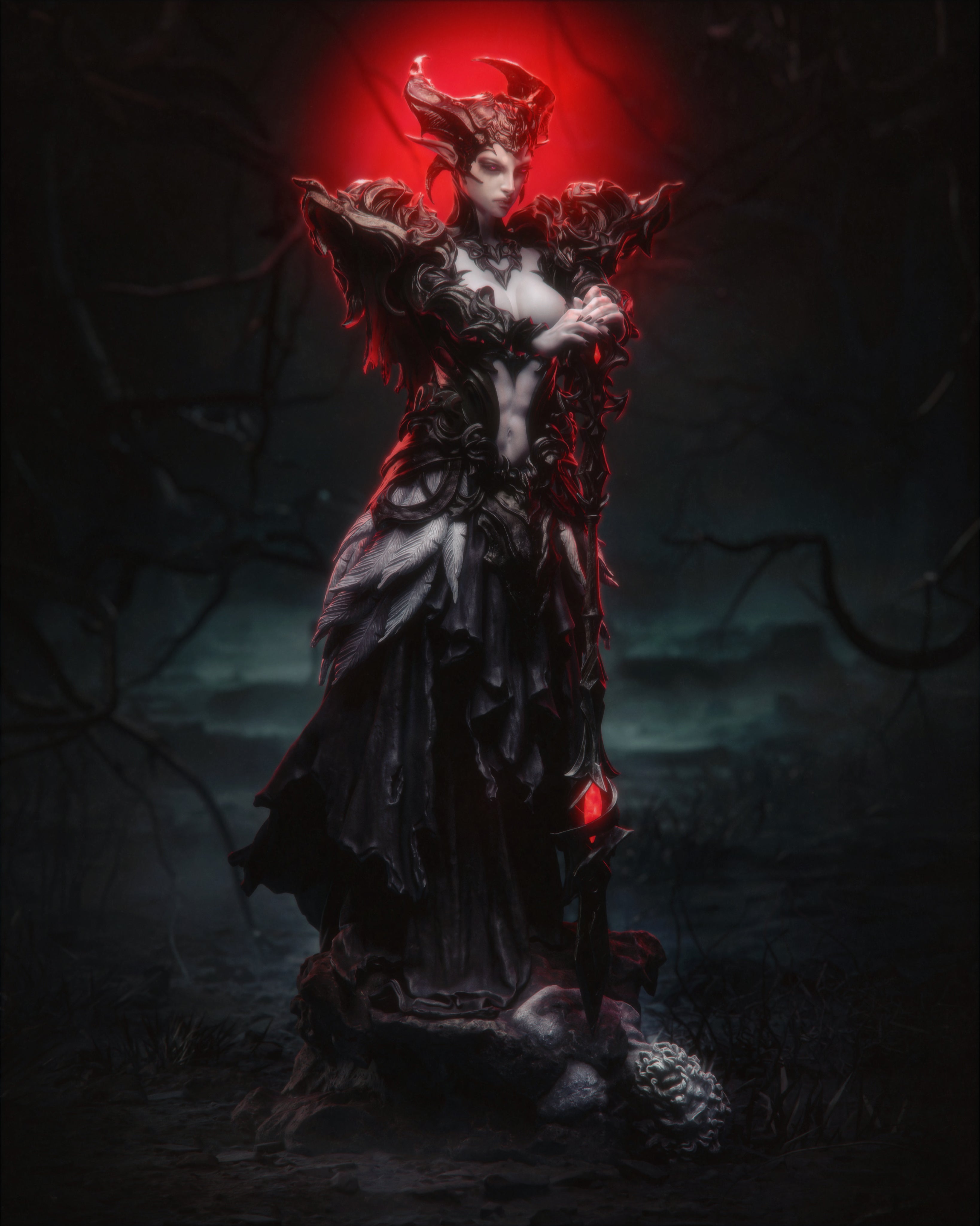 The Ashen Queen | Maximum Detailed 12K 3D printed figure