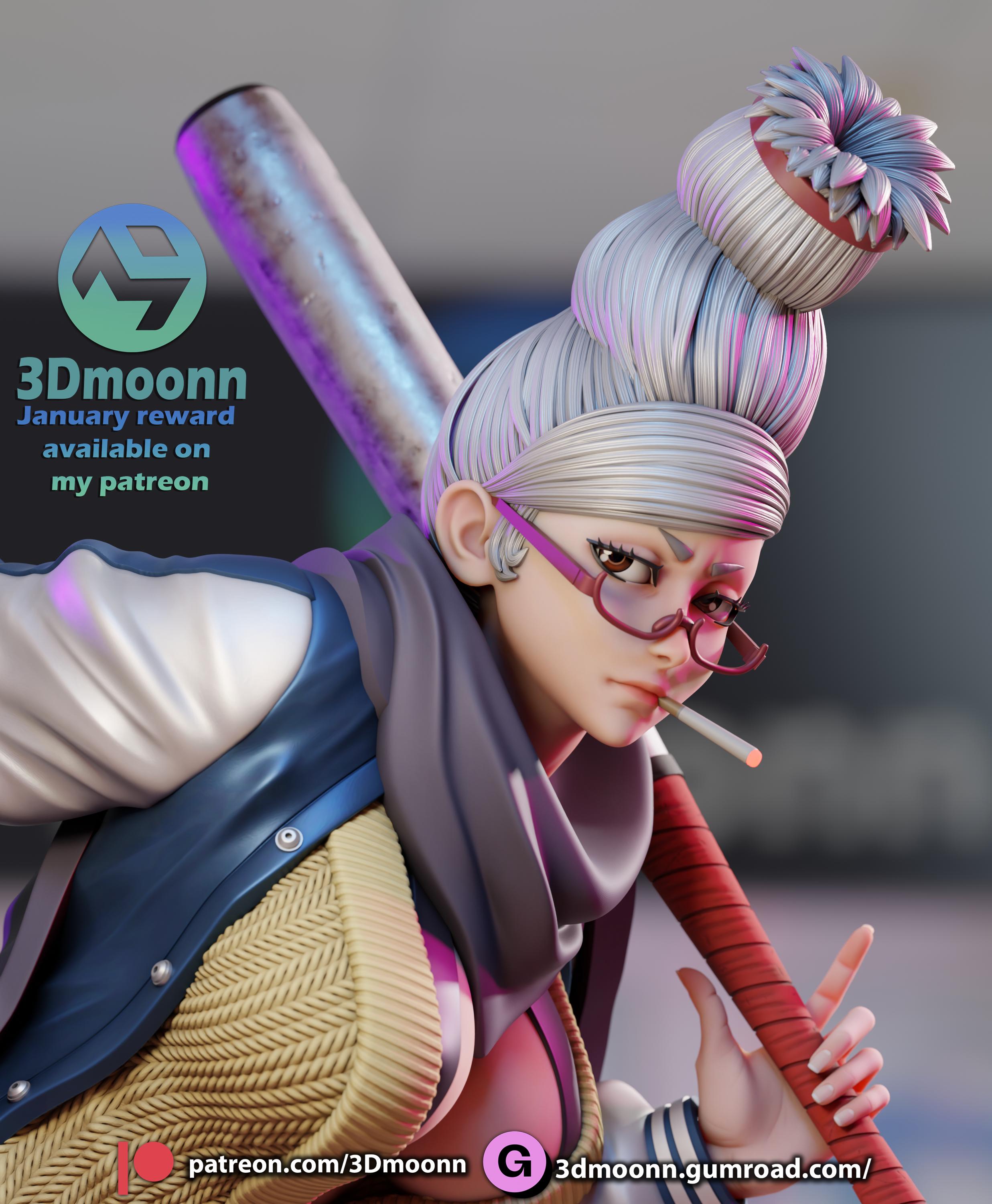 The Rebel Granny | Maximum Detailed 12K 3D printed figure