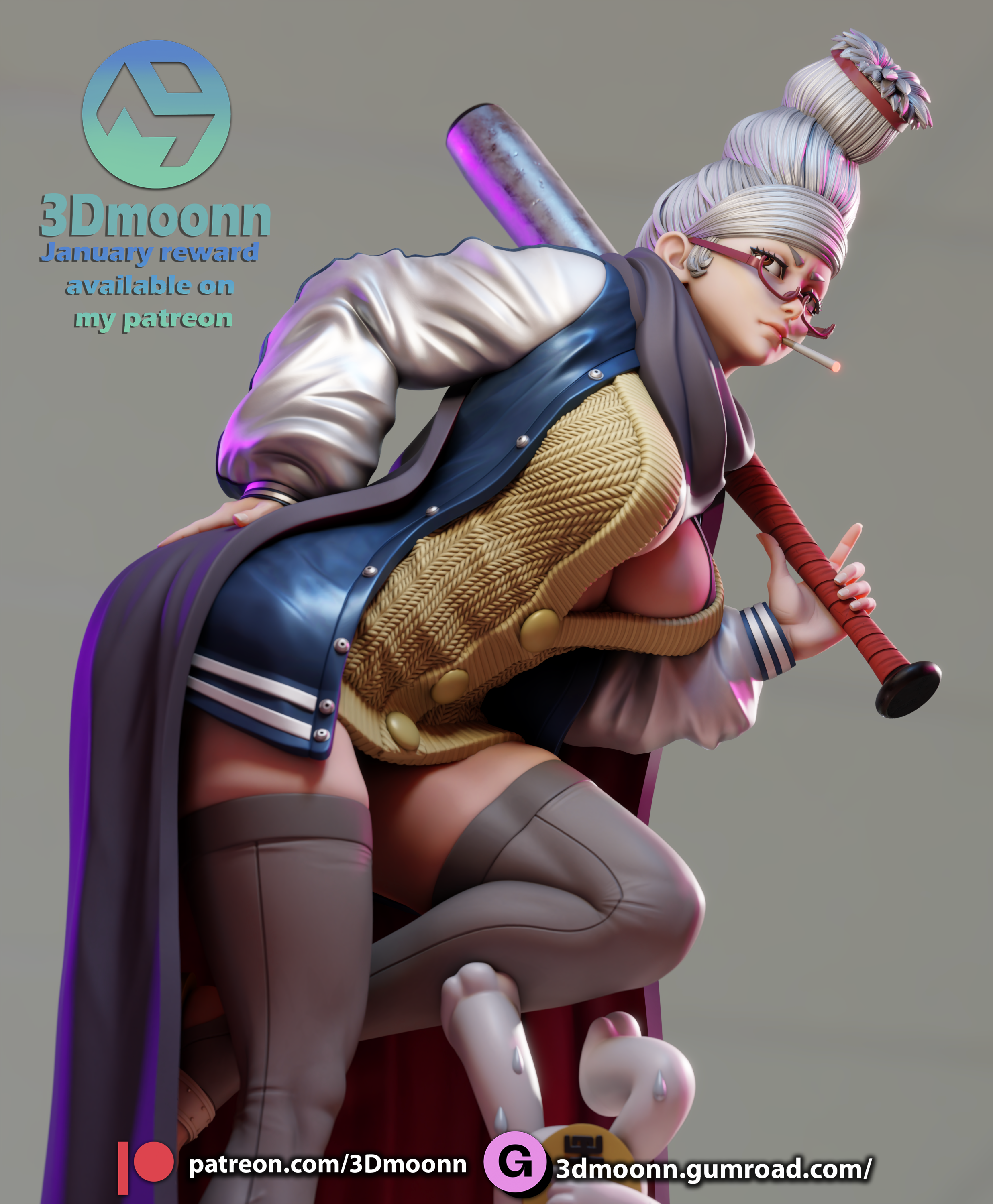 The Rebel Granny | Maximum Detailed 12K 3D printed figure
