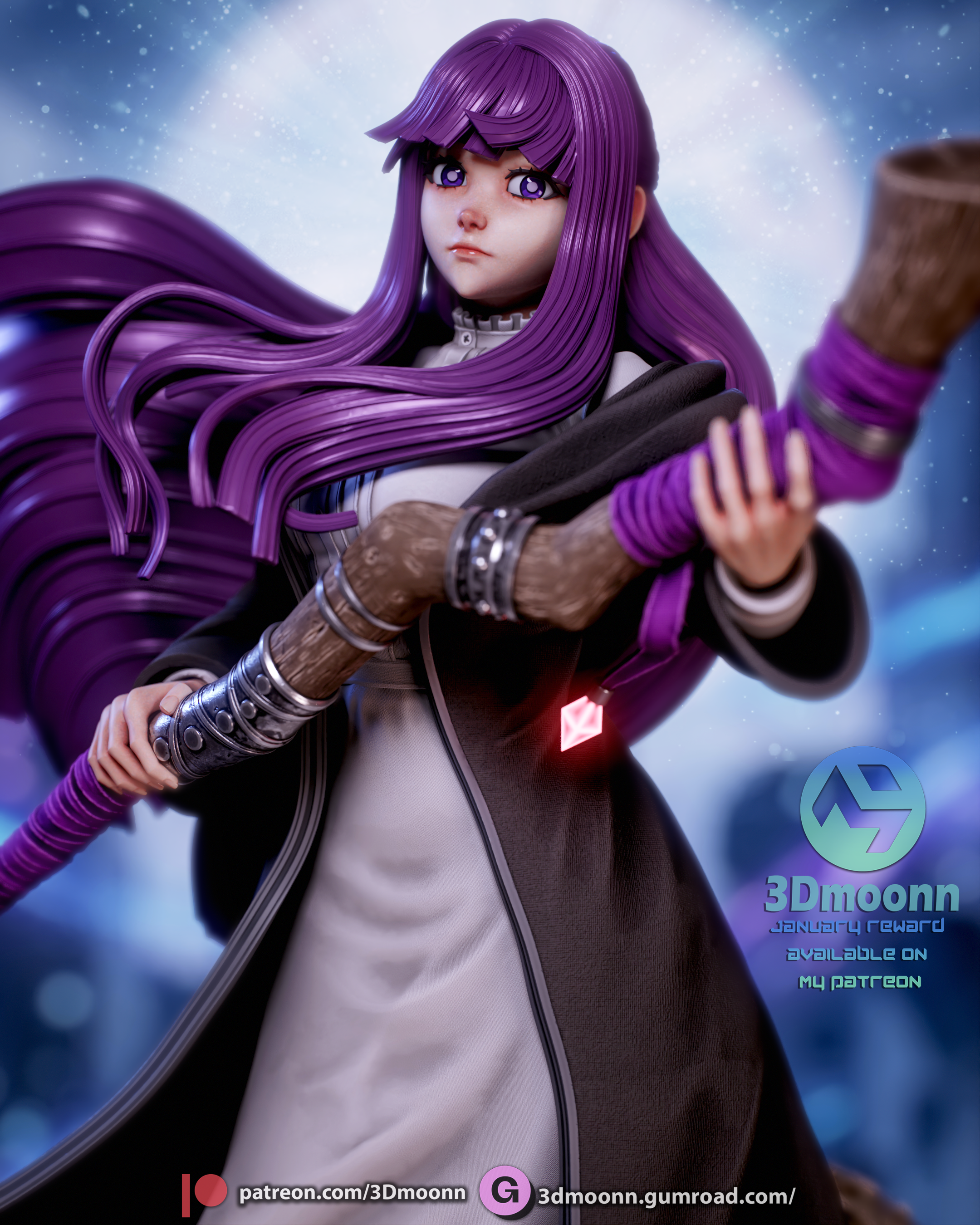 The Moonlit Mage | Maximum Detailed 12K 3D printed figure