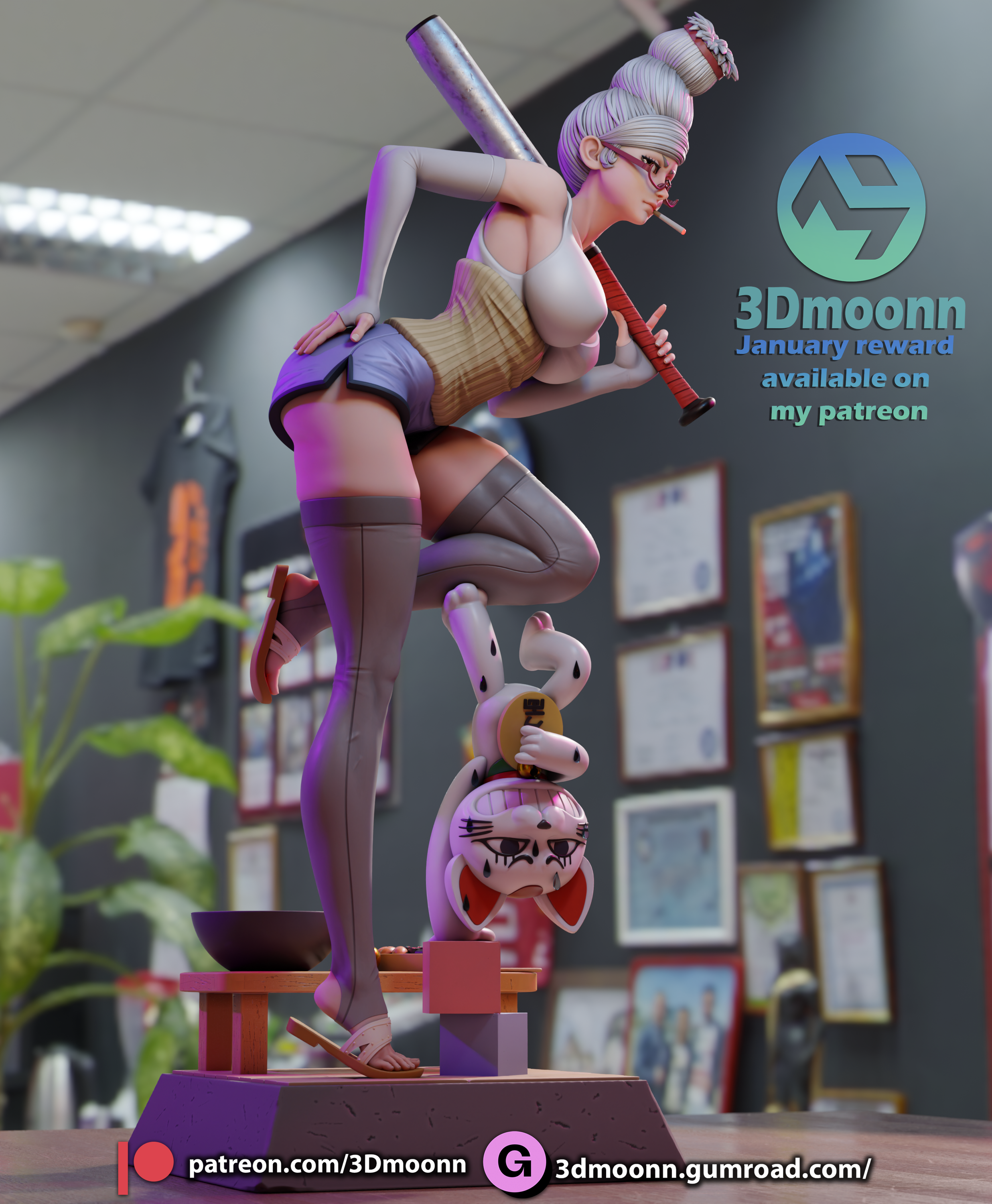 The Rebel Granny | Maximum Detailed 12K 3D printed figure