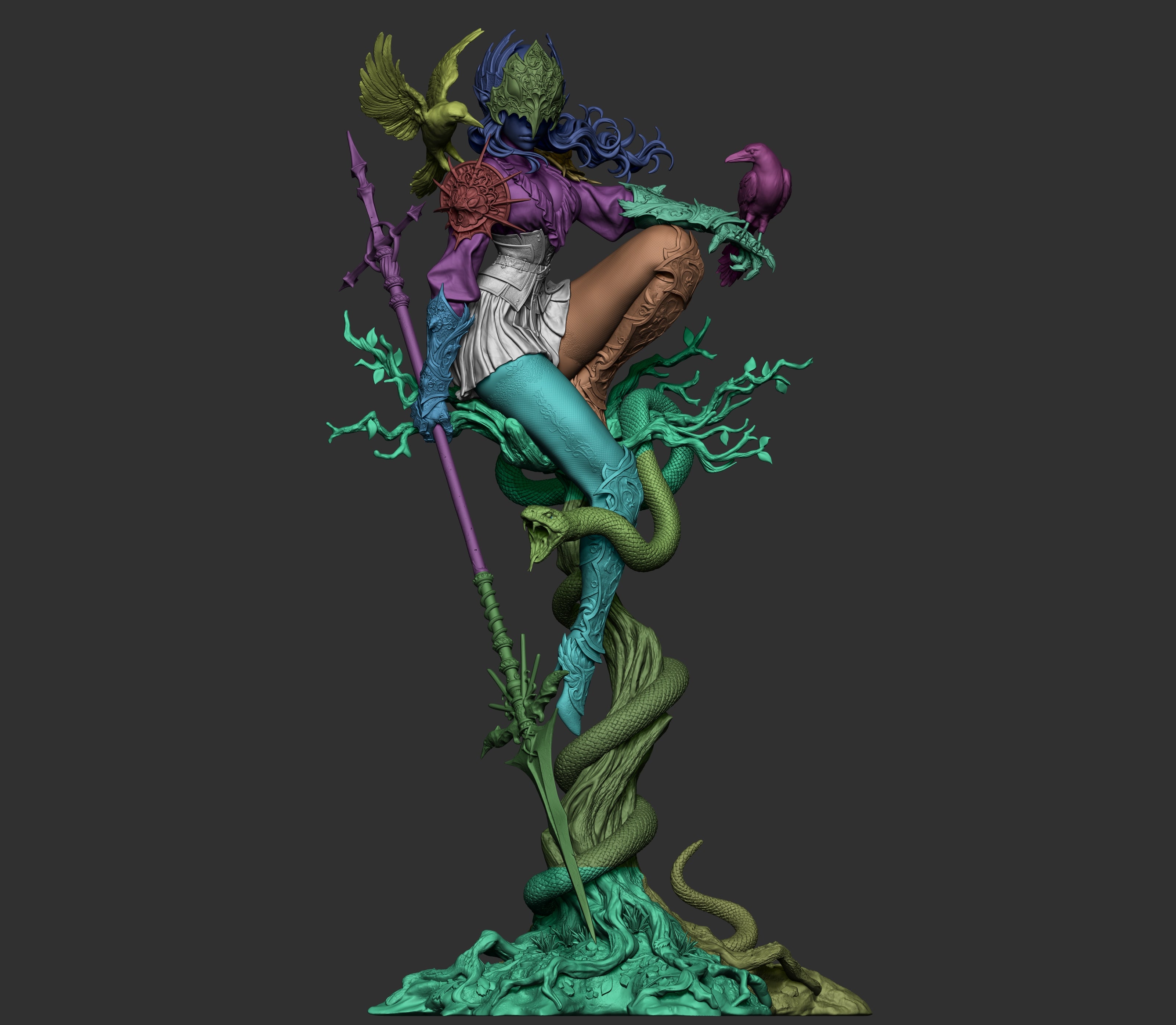The Crow Queen | Maximum Detailed 12K 3D printed figure