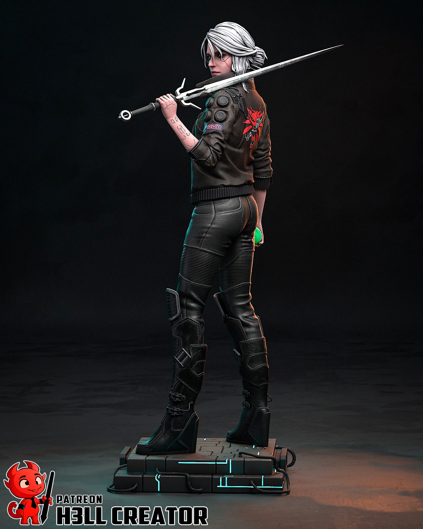 The Cyber Witcher | Maximum Detailed 12K 3D printed figure