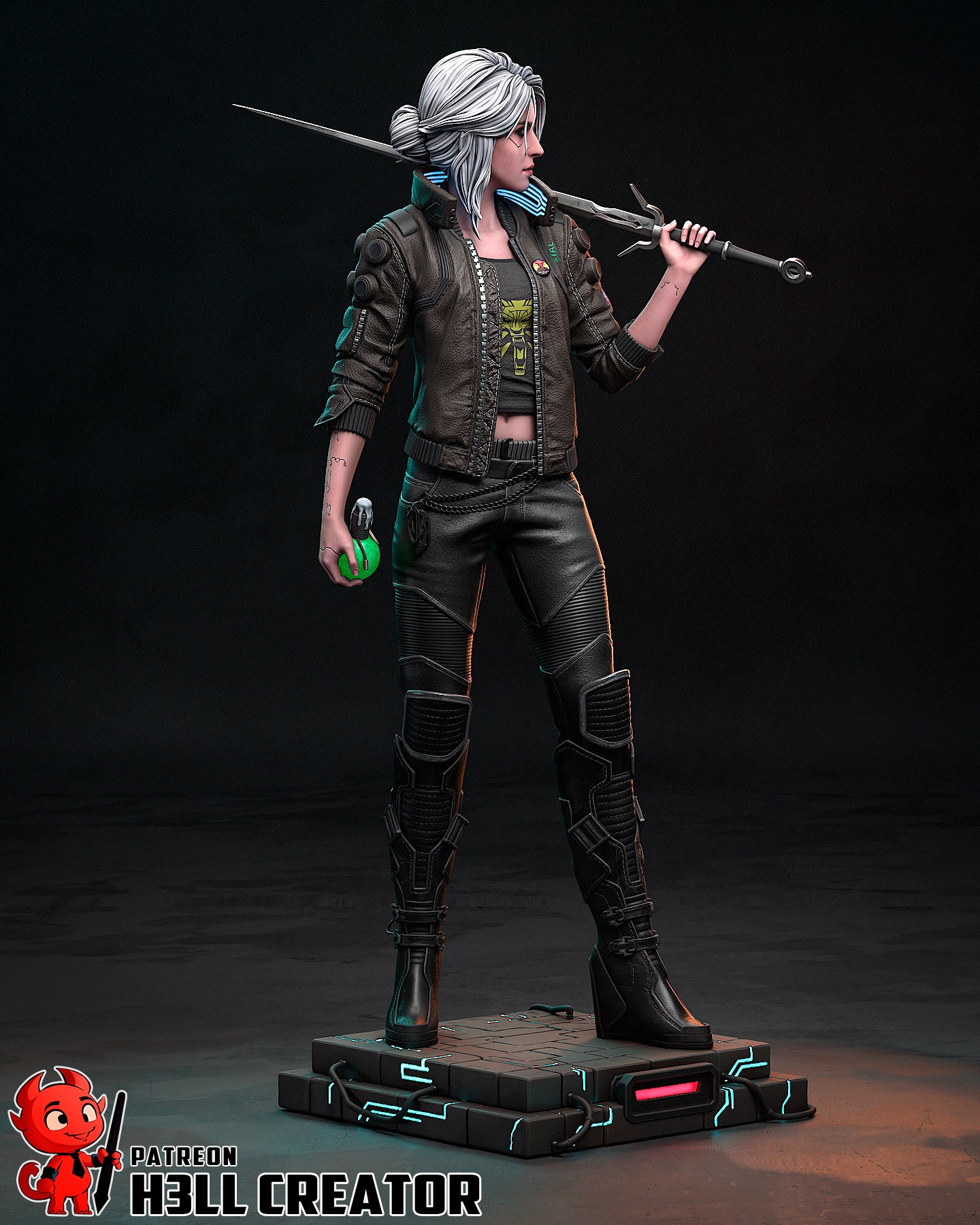 The Cyber Witcher | Maximum Detailed 12K 3D printed figure