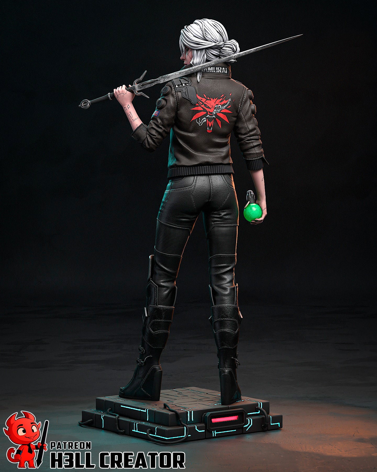 The Cyber Witcher | Maximum Detailed 12K 3D printed figure