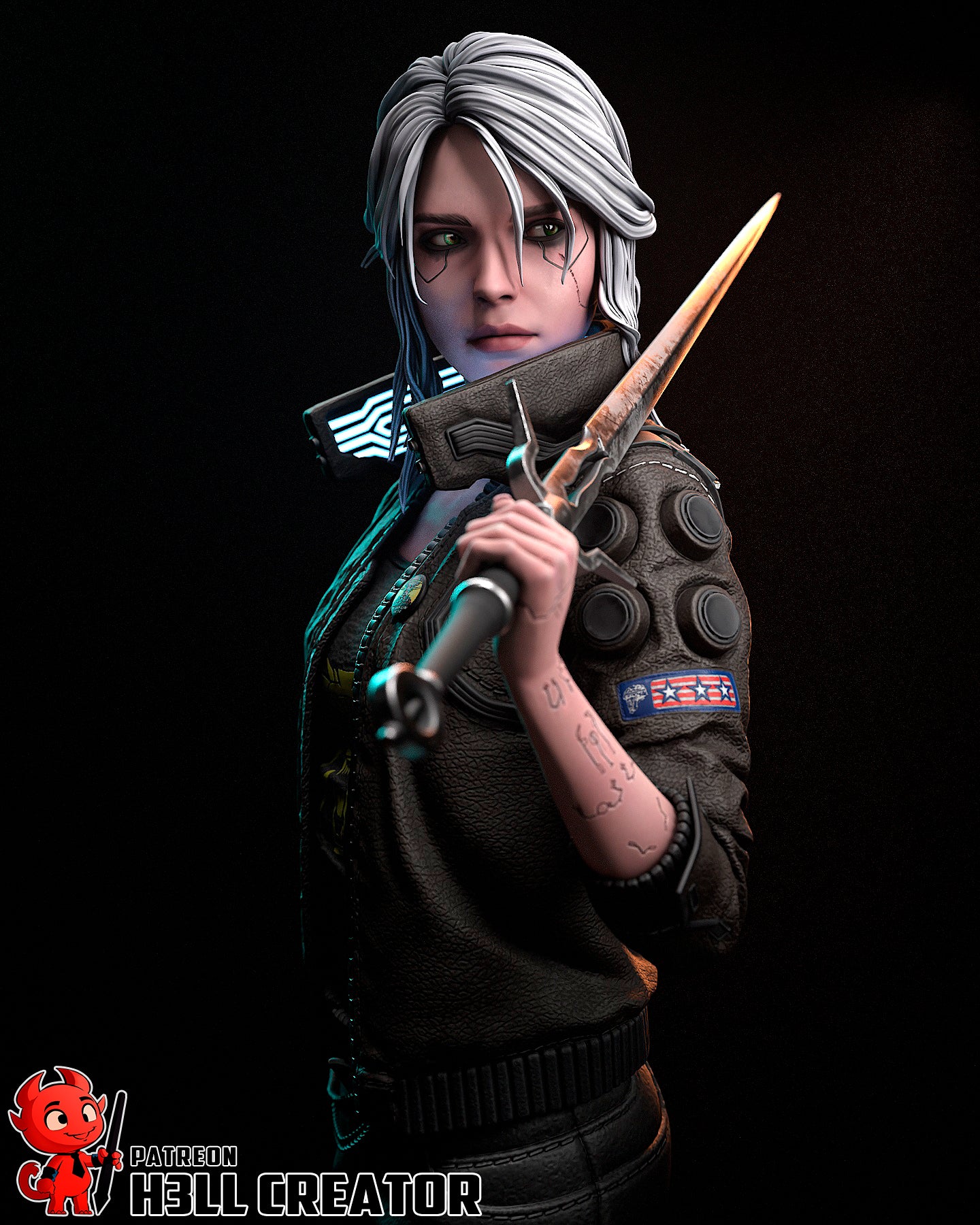 The Cyber Witcher | Maximum Detailed 12K 3D printed figure