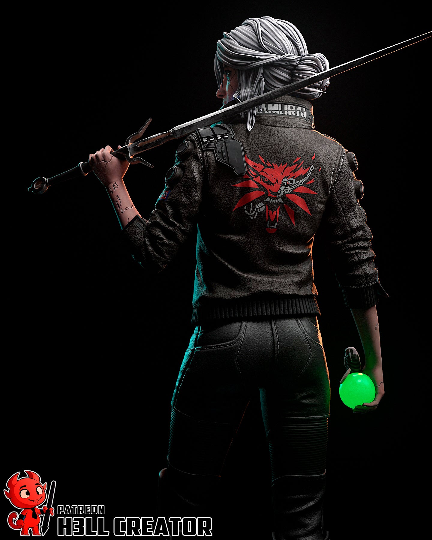 The Cyber Witcher | Maximum Detailed 12K 3D printed figure