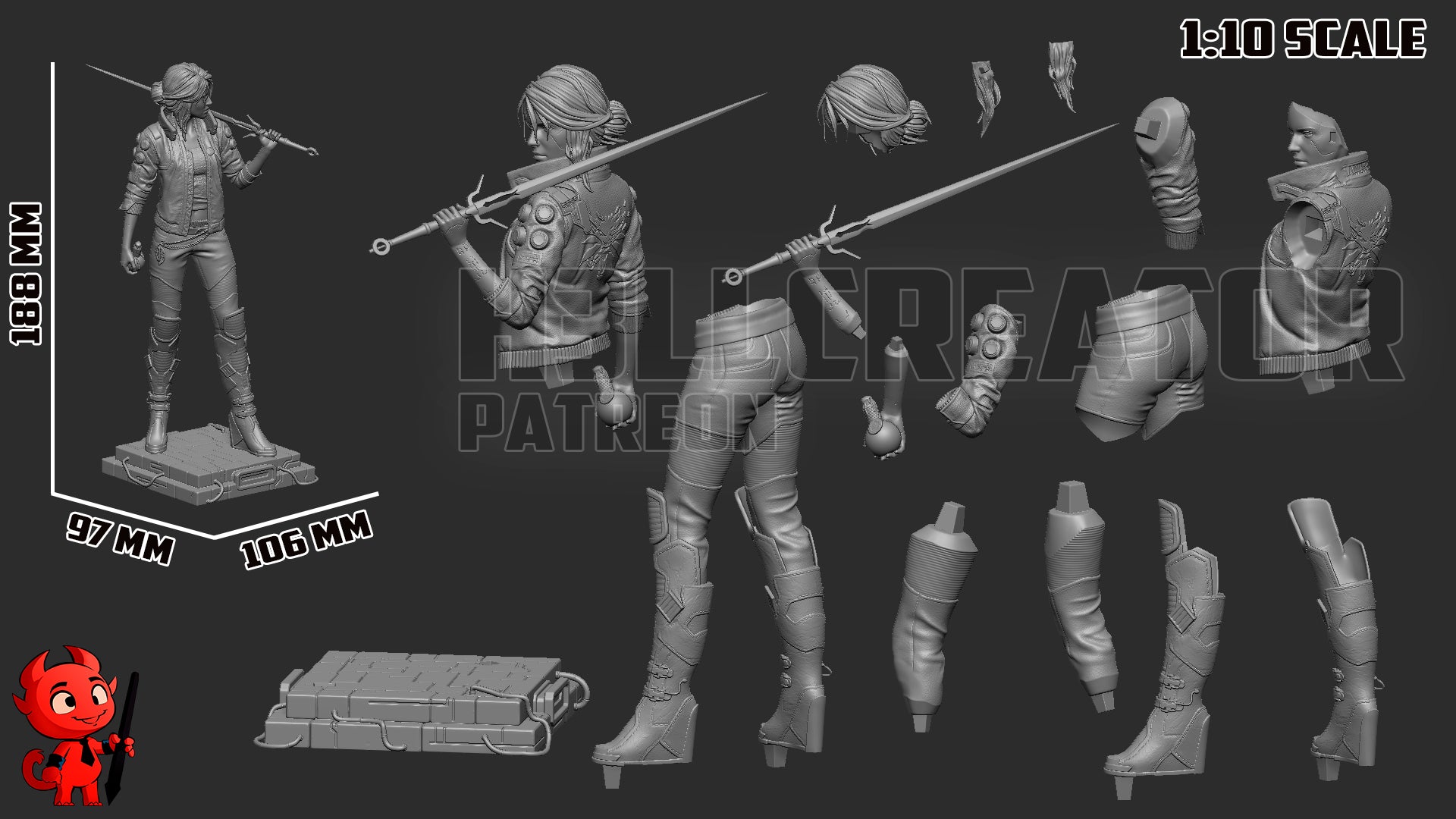The Cyber Witcher | Maximum Detailed 12K 3D printed figure