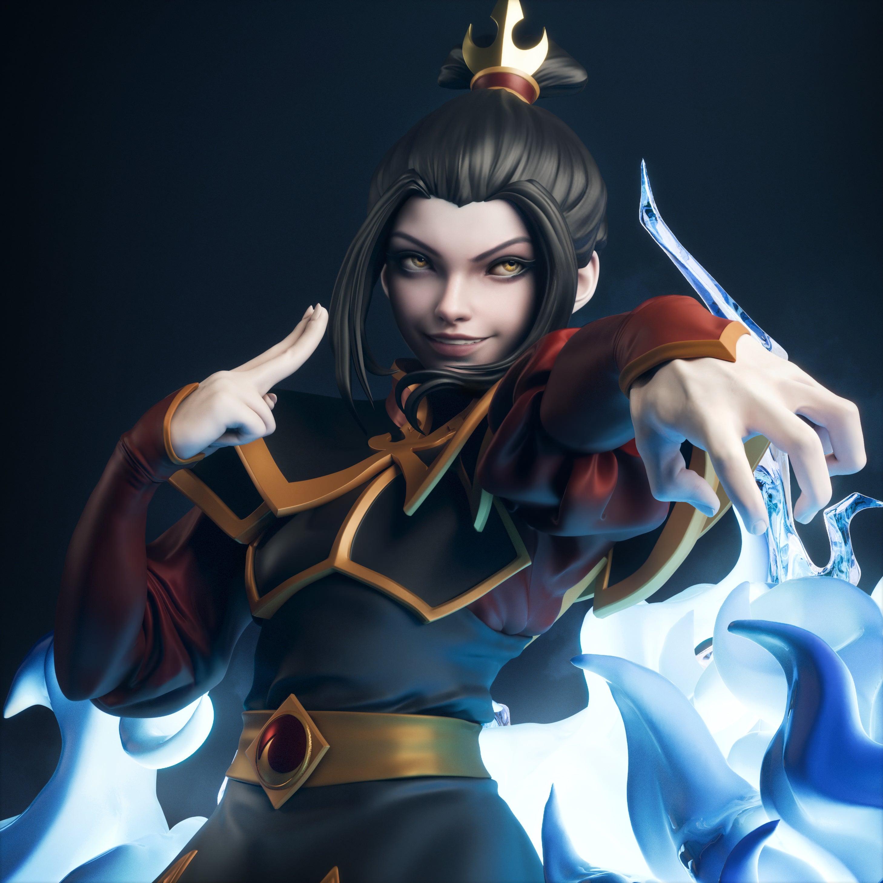 The Blue Flame Princess | Maximum Detailed 12K 3D printed figure