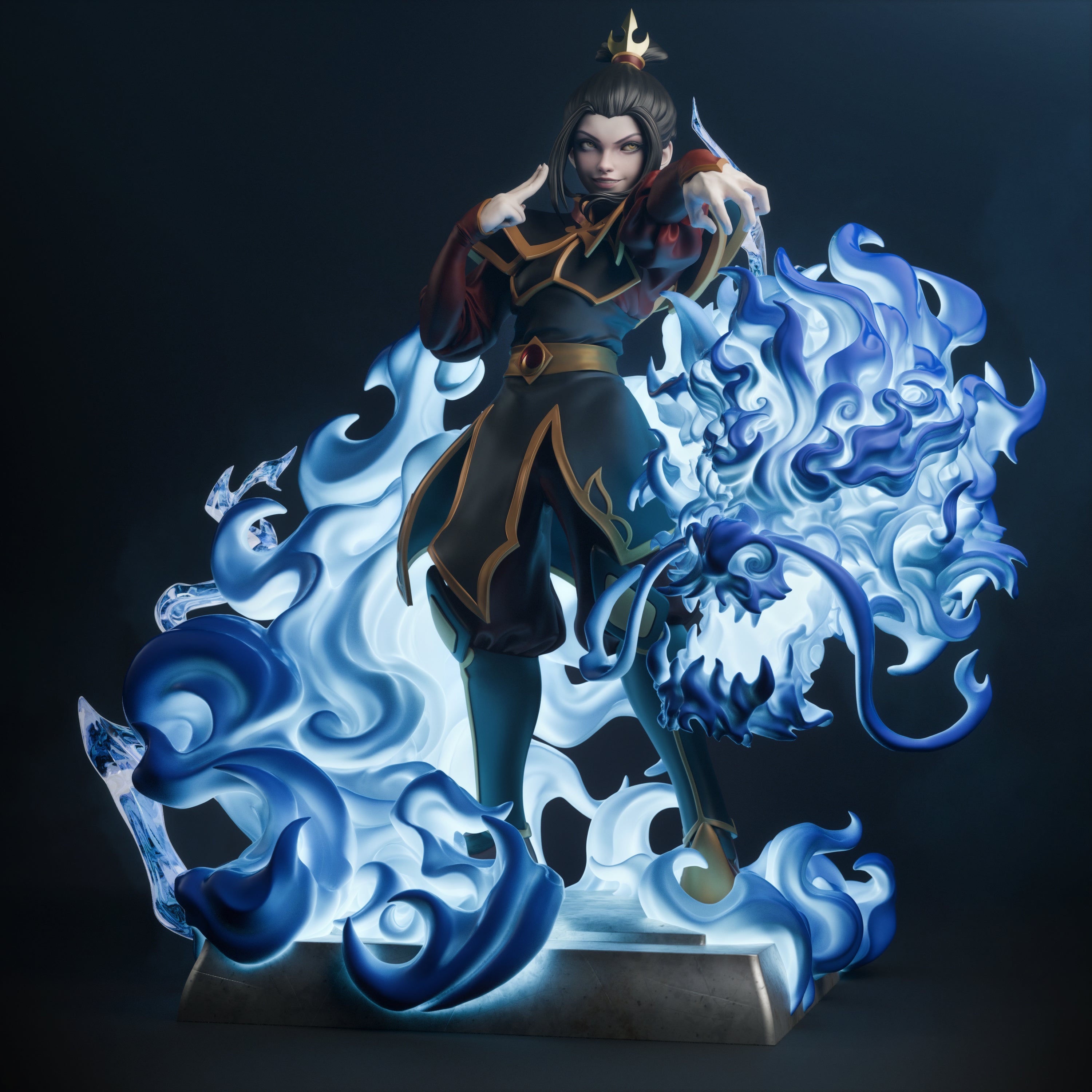 The Blue Flame Princess | Maximum Detailed 12K 3D printed figure