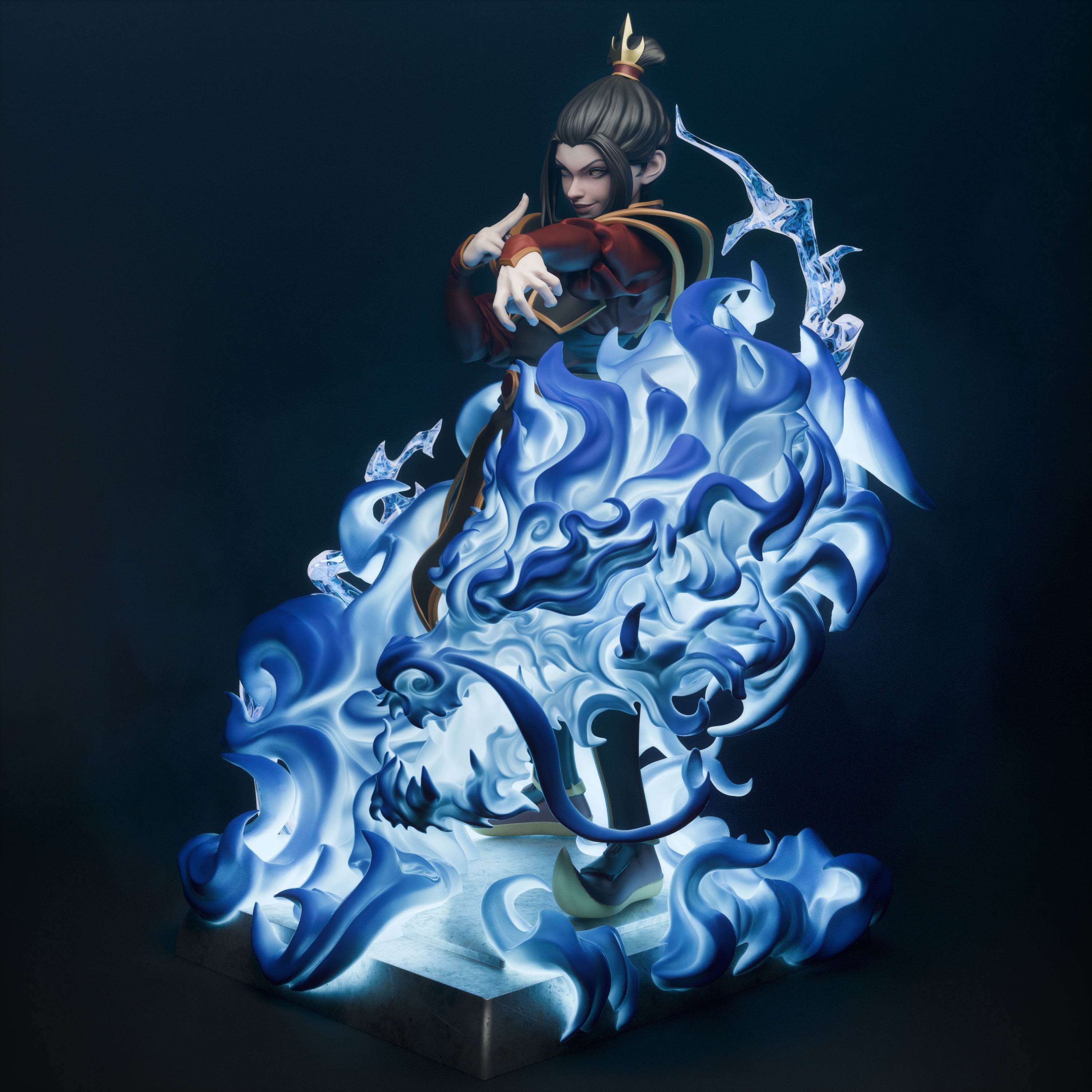 The Blue Flame Princess | Maximum Detailed 12K 3D printed figure