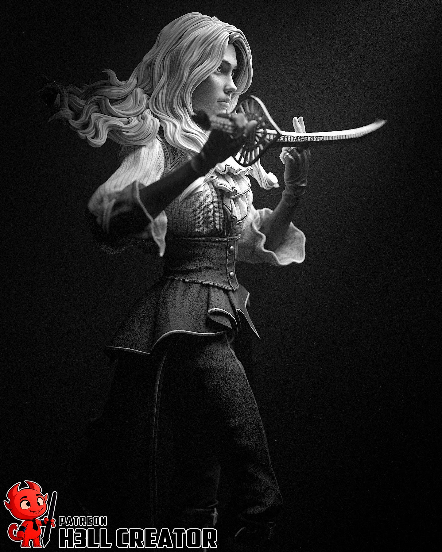 The Ashen Grace | Maximum Detailed 12K 3D printed figure