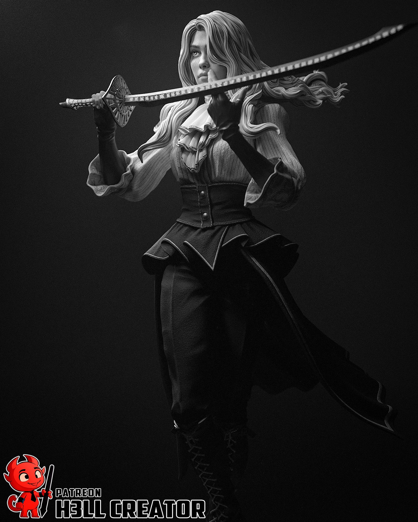 The Ashen Grace | Maximum Detailed 12K 3D printed figure