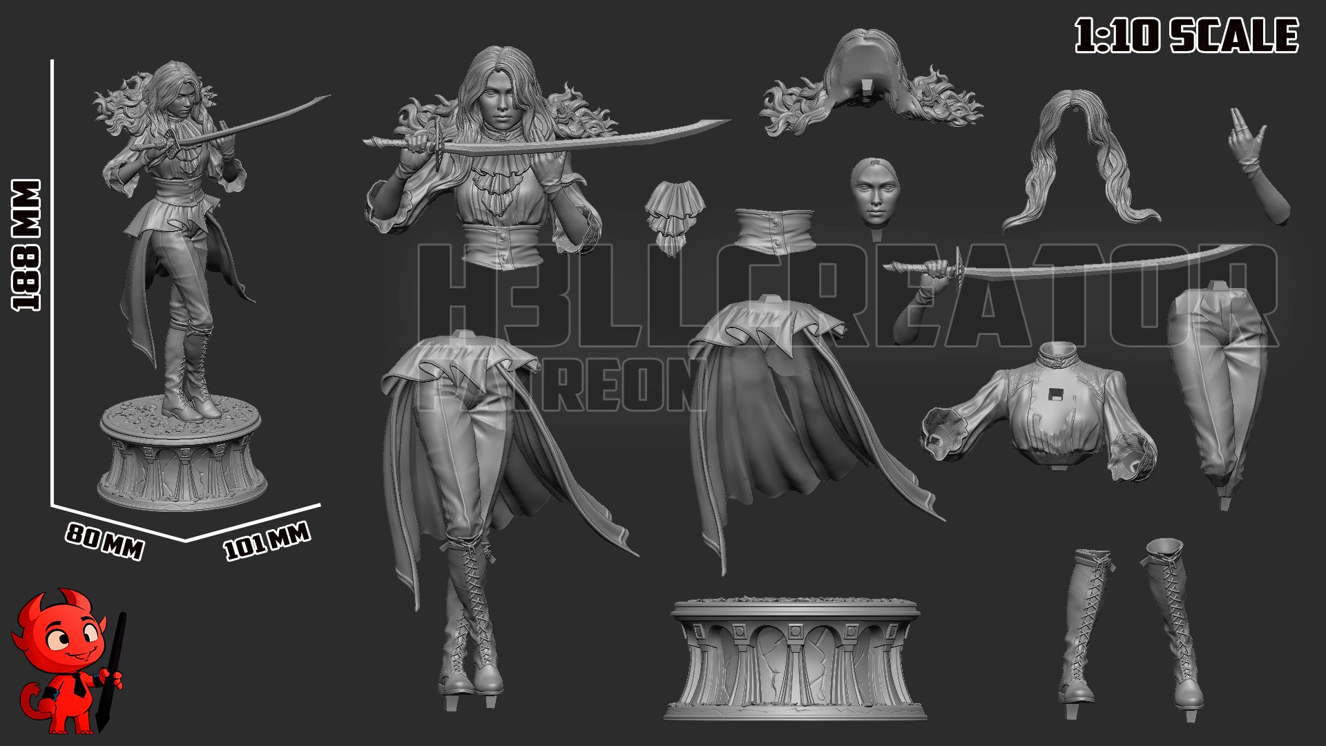 The Ashen Grace | Maximum Detailed 12K 3D printed figure