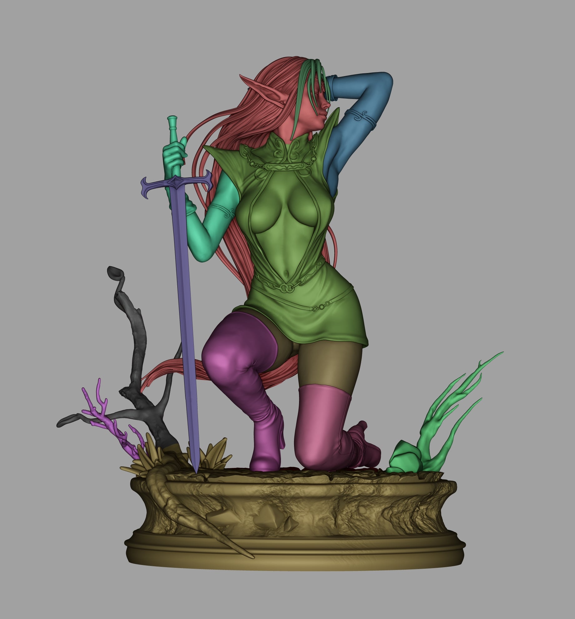The Dark Elf | Maximum Detailed 12K 3D printed figure