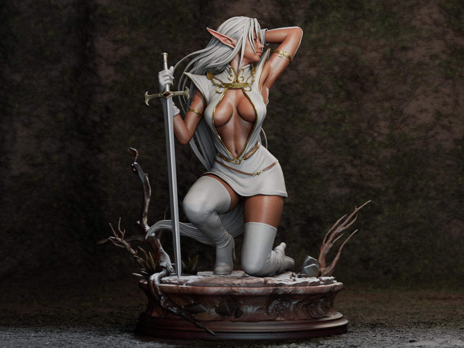 The Dark Elf | Maximum Detailed 12K 3D printed figure