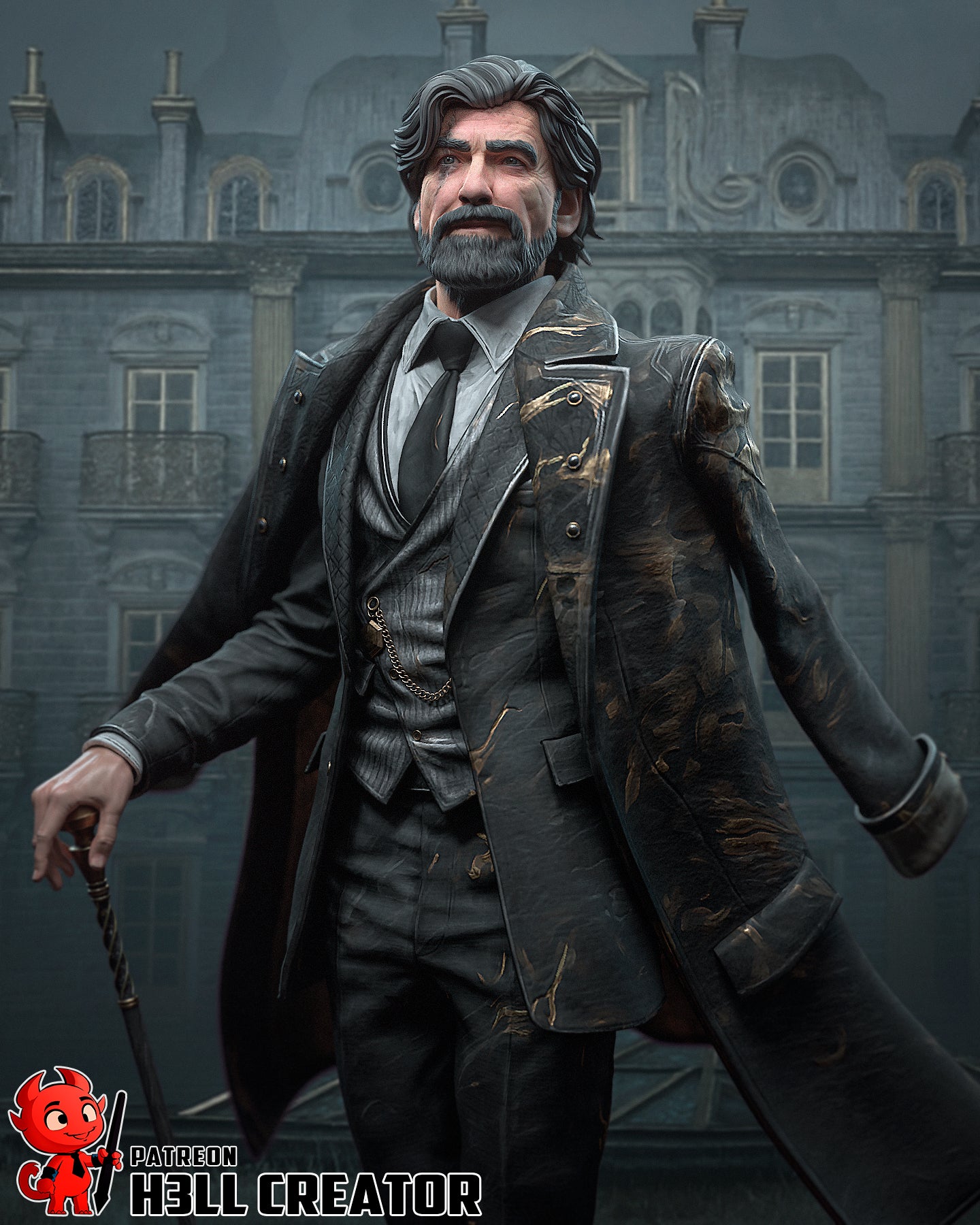 The White-Haired Man | Maximum Detailed 12K 3D printed figure