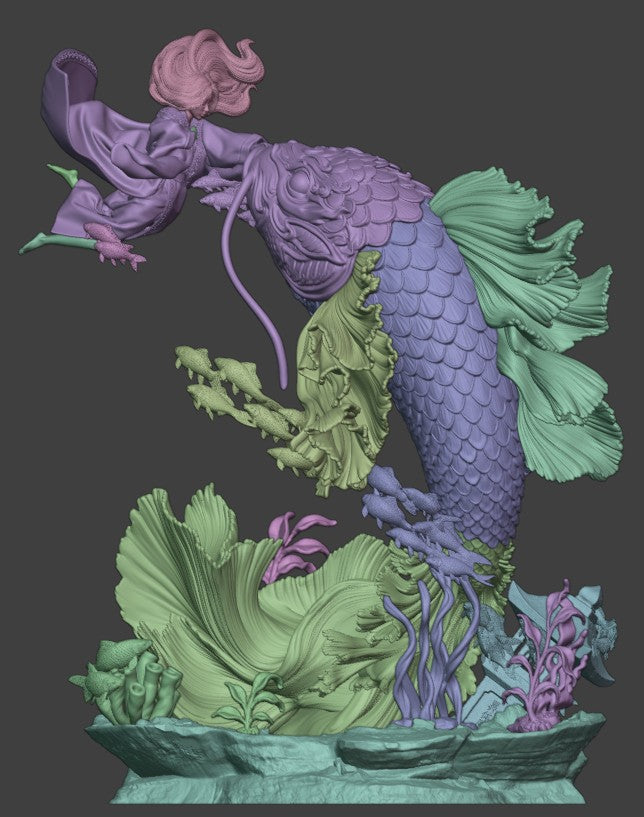 Tomoe & Koi Statue