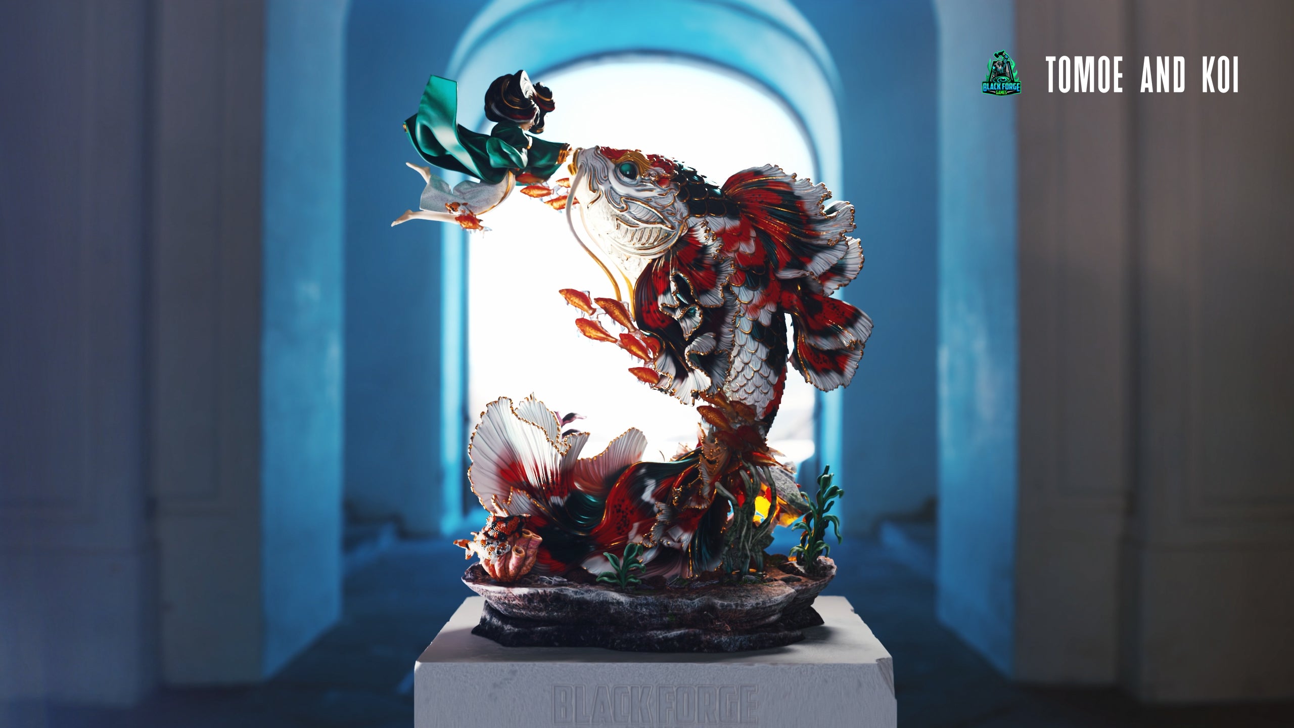 Tomoe & Koi Statue