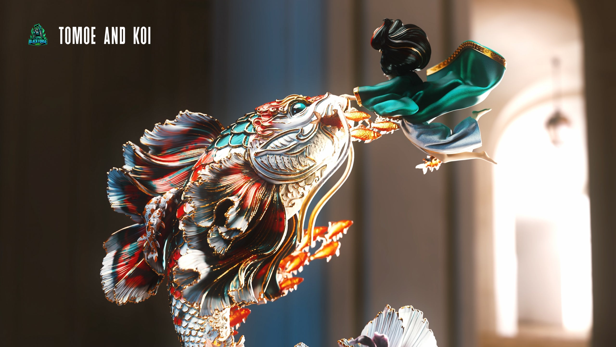 Tomoe & Koi Statue