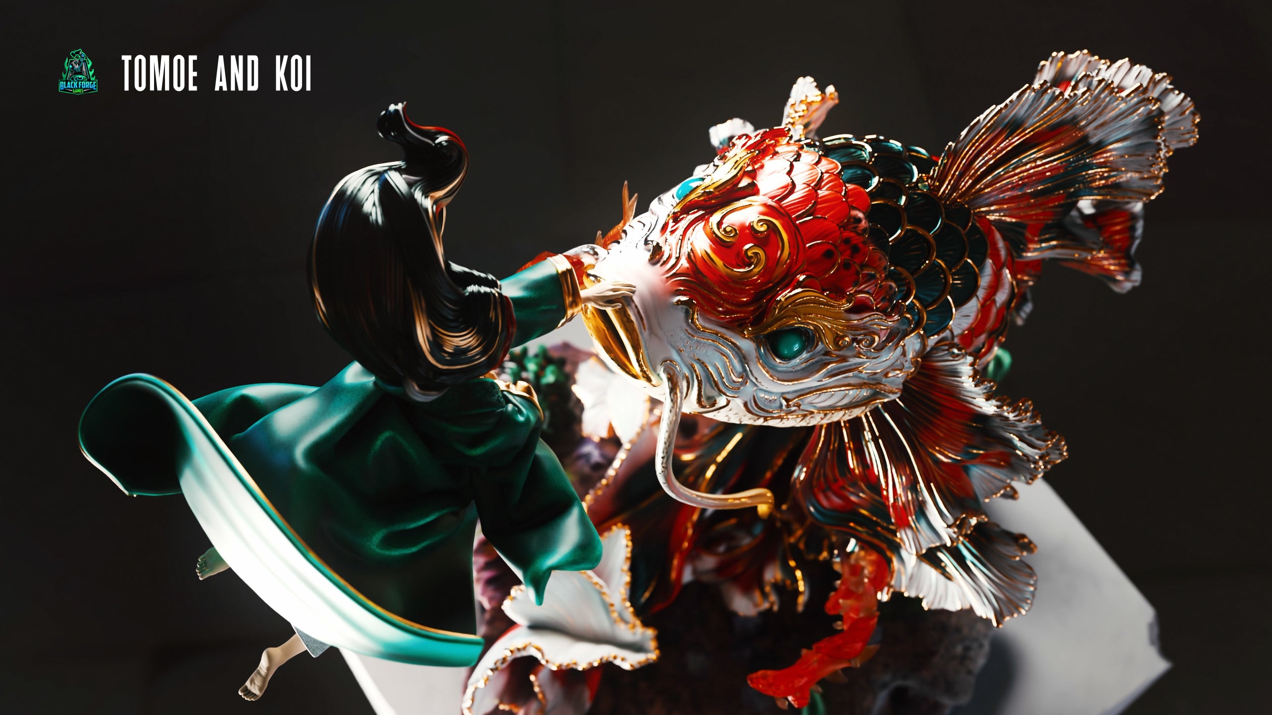 Tomoe & Koi Statue