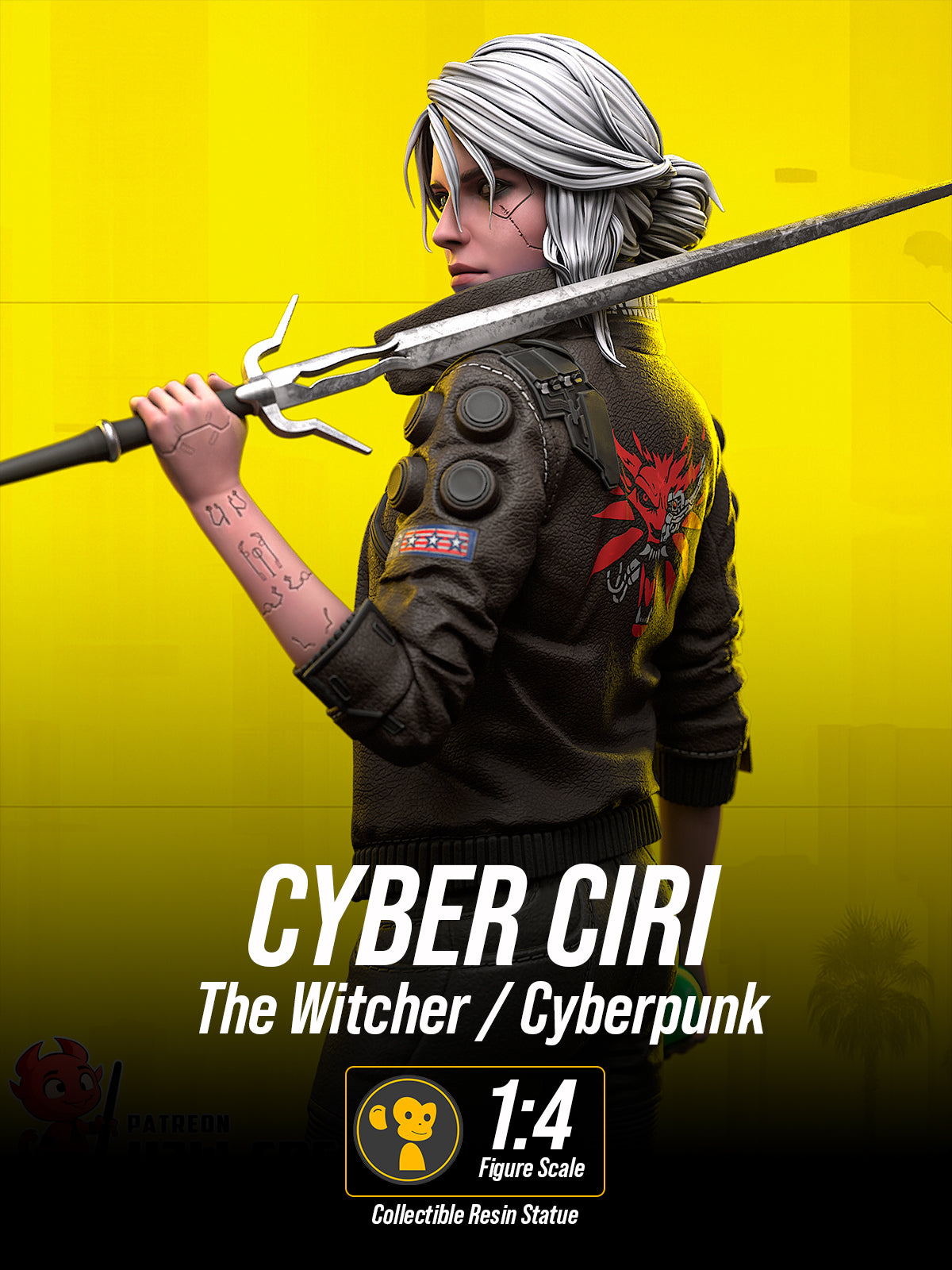 The Cyber Witcher | Maximum Detailed 12K 3D printed figure
