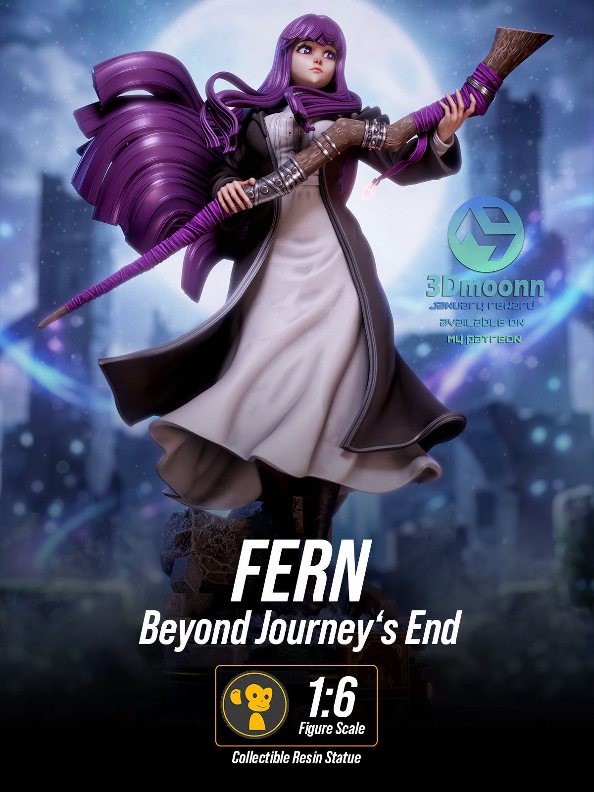 The Moonlit Mage | Maximum Detailed 12K 3D printed figure