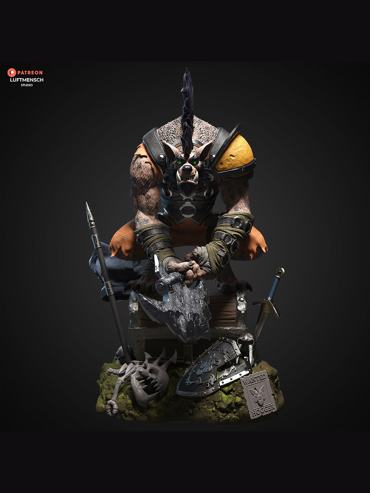 The Gnoll King | Maximum Detailed 12K 3D printed figure