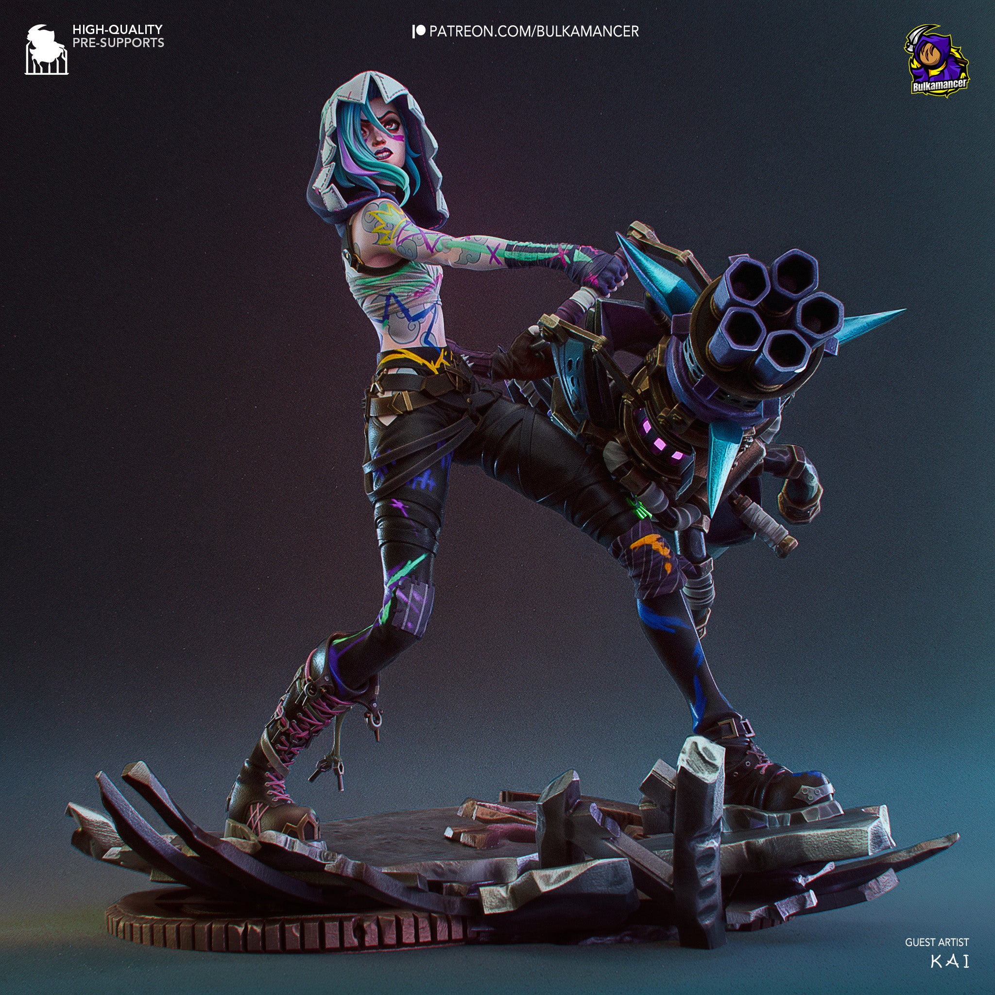 The Chaotic Gunner | Maximum Detailed 12K 3D printed figure
