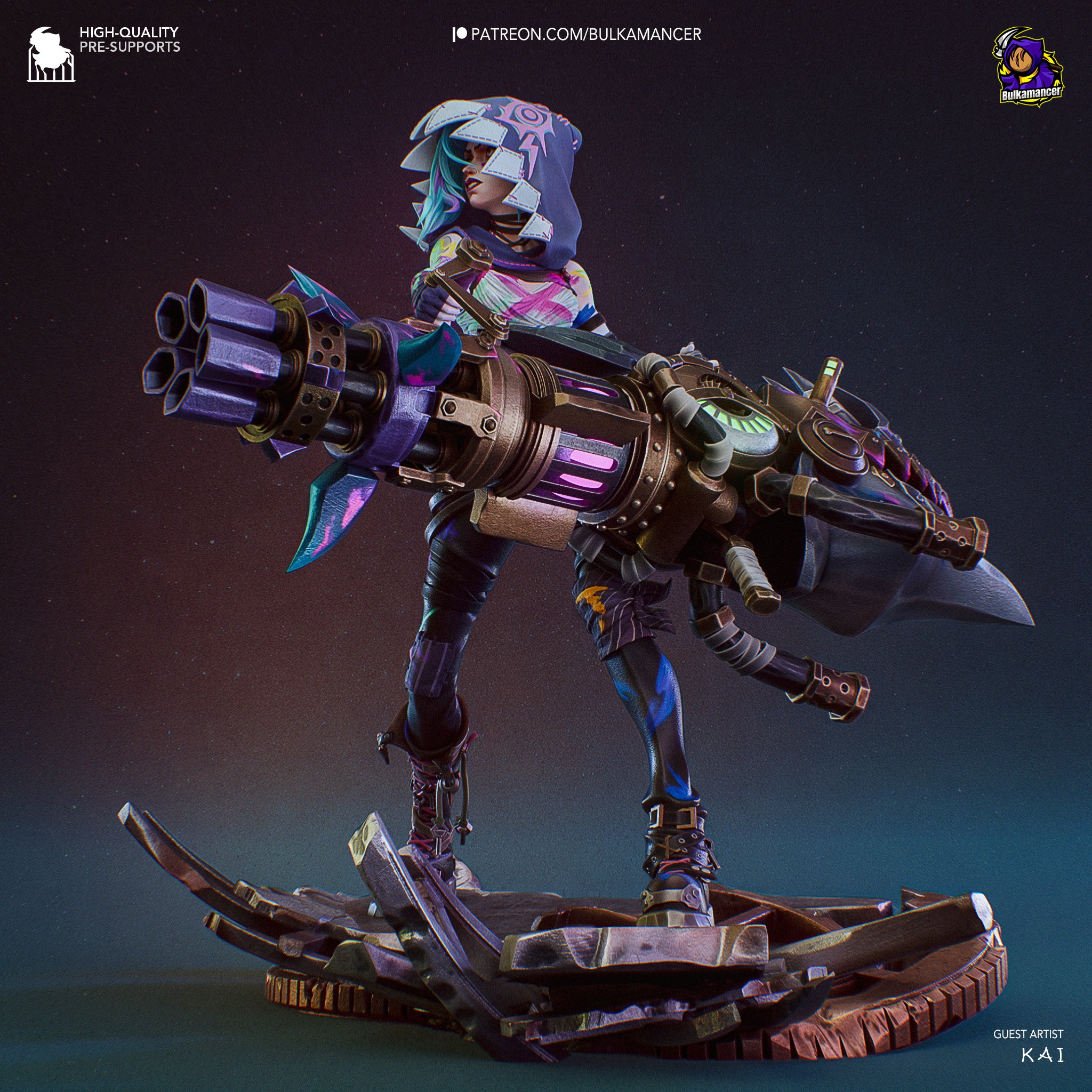 The Chaotic Gunner | Maximum Detailed 12K 3D printed figure