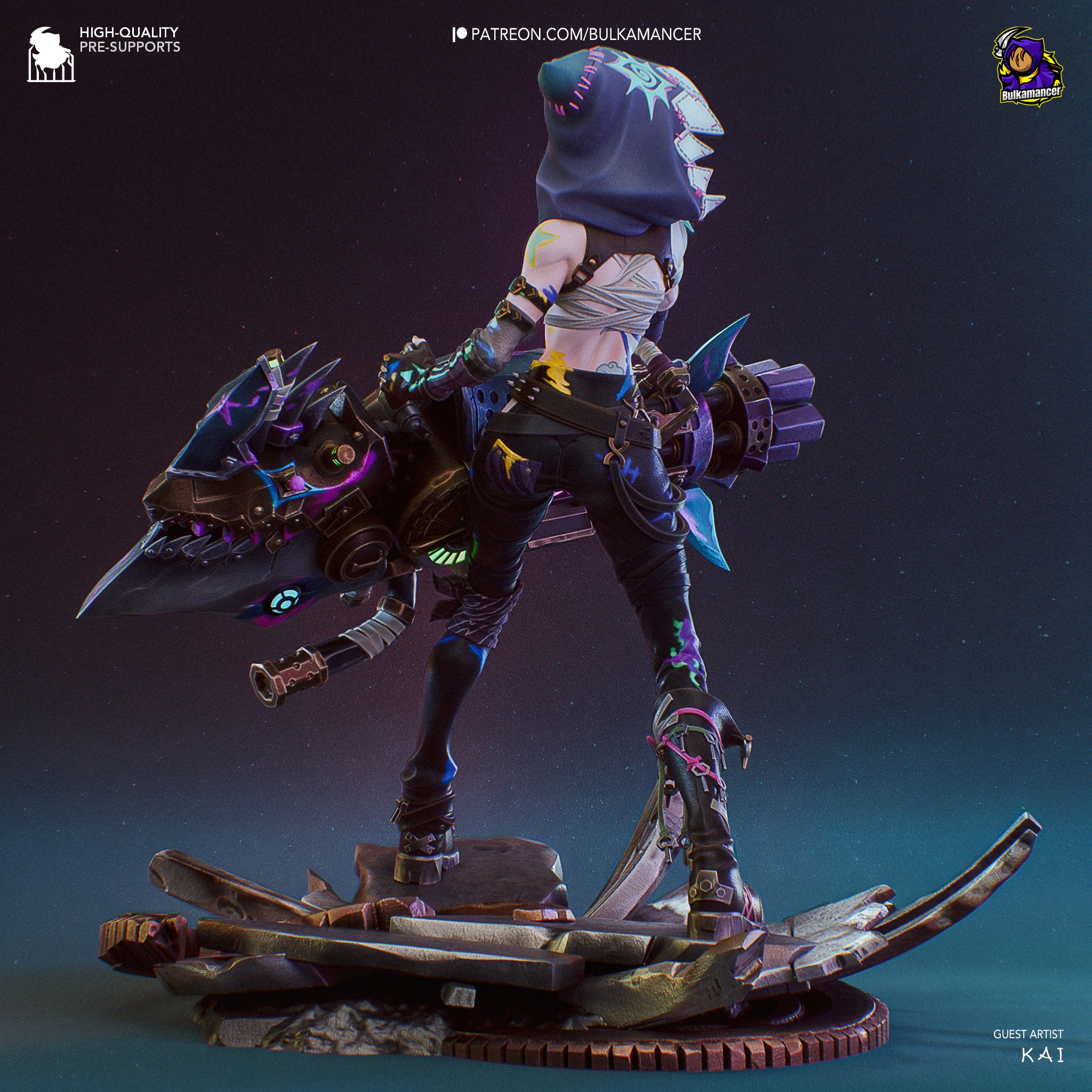 The Chaotic Gunner | Maximum Detailed 12K 3D printed figure