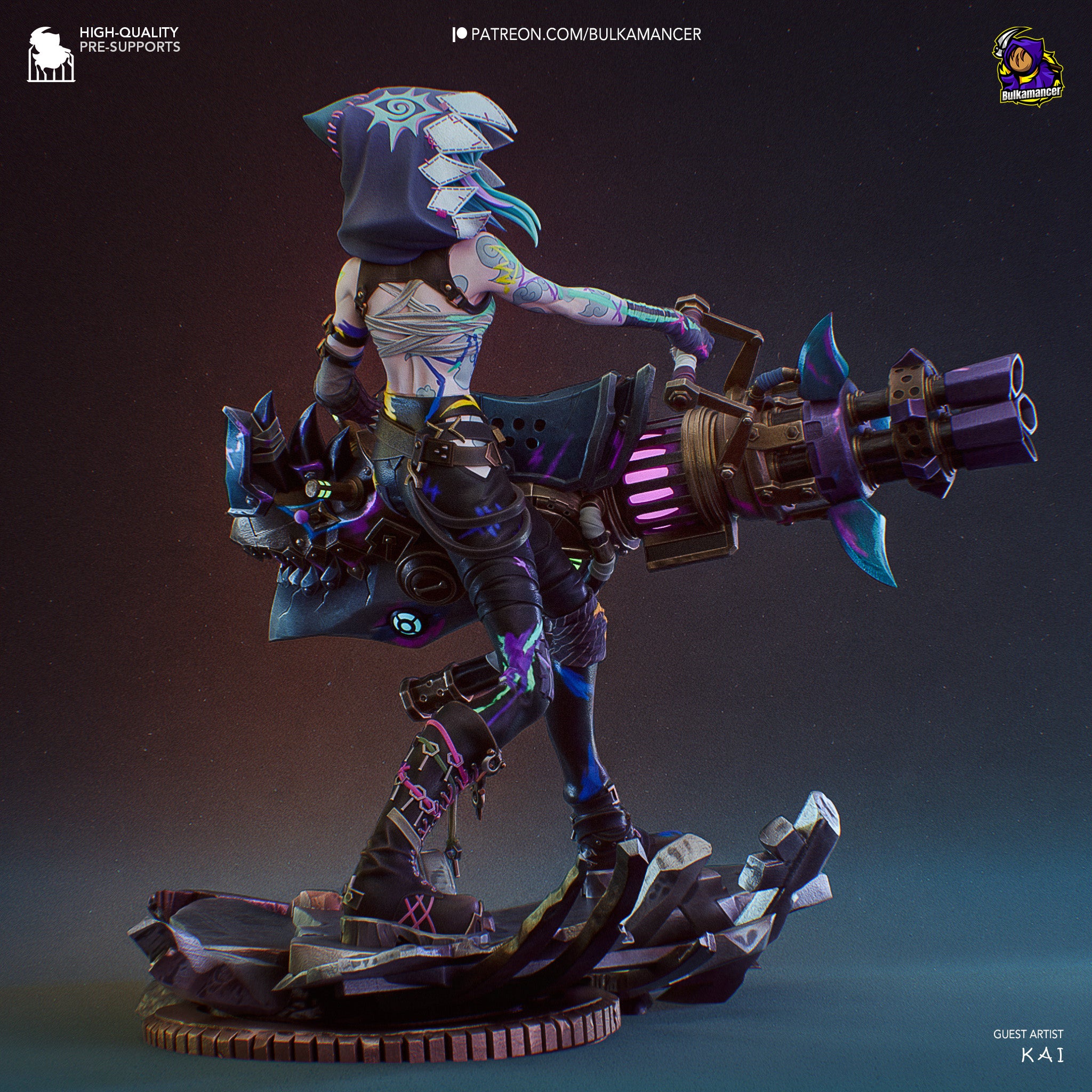The Chaotic Gunner | Maximum Detailed 12K 3D printed figure