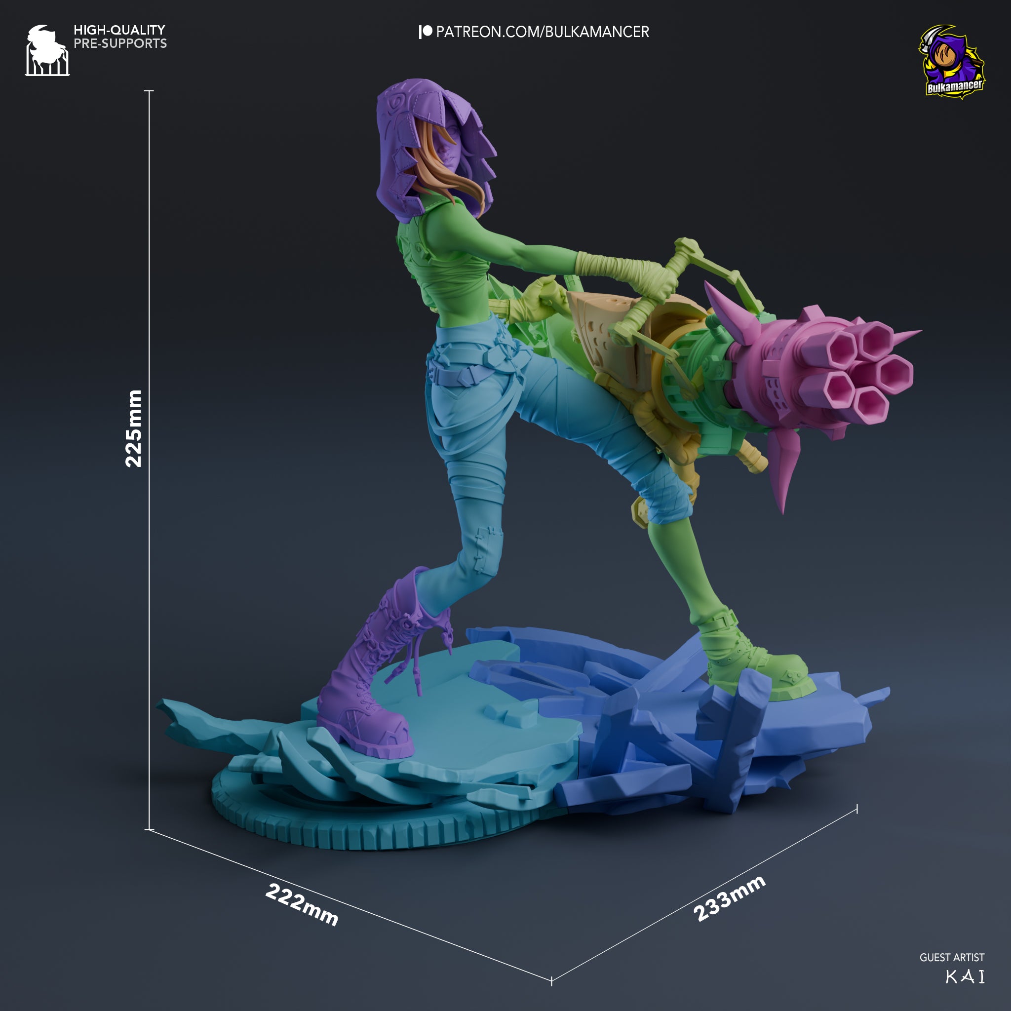 The Chaotic Gunner | Maximum Detailed 12K 3D printed figure